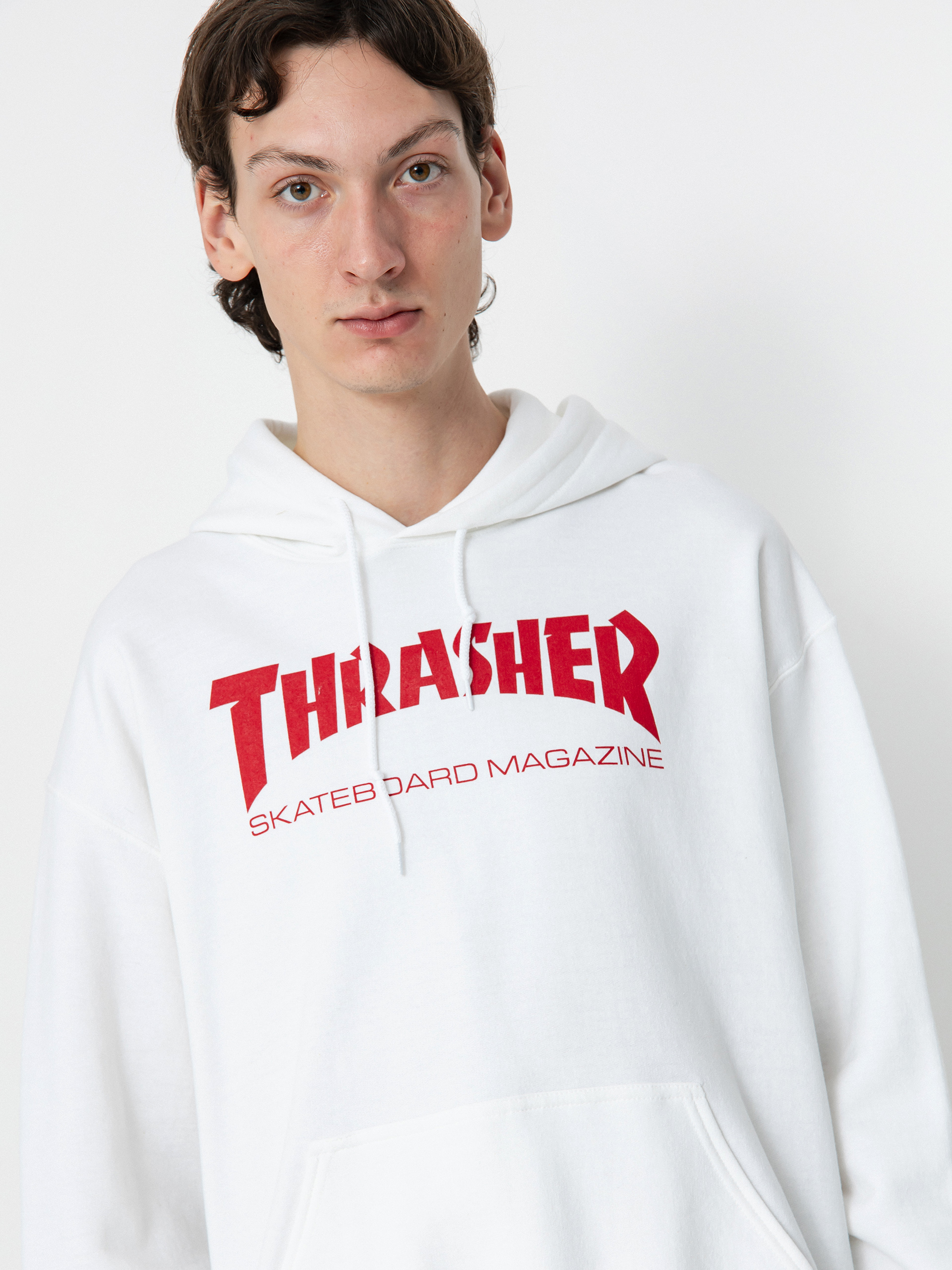 Mikina s kapucňou Thrasher Skate Mag HD (white/red)