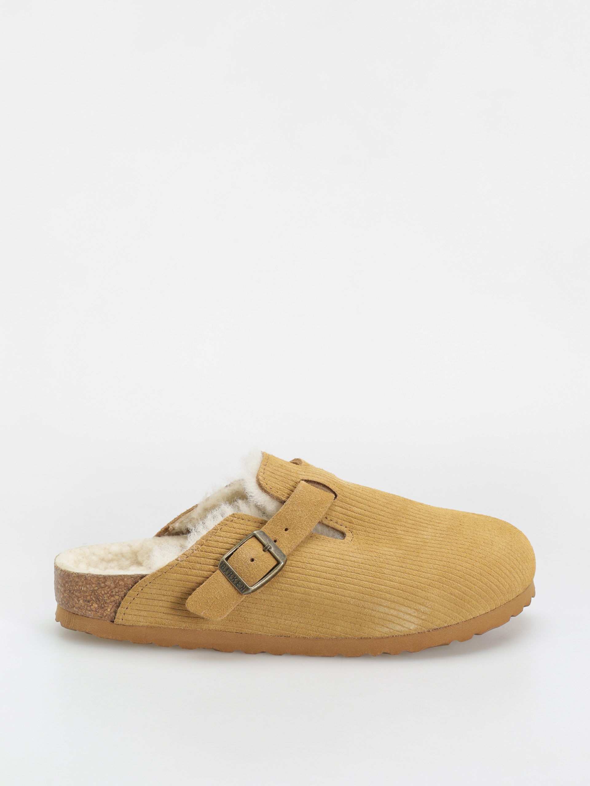 u0160u013eapky Birkenstock Boston VL Fell Suede Leather Fur Narrow Wmn (corduroy cork brown)
