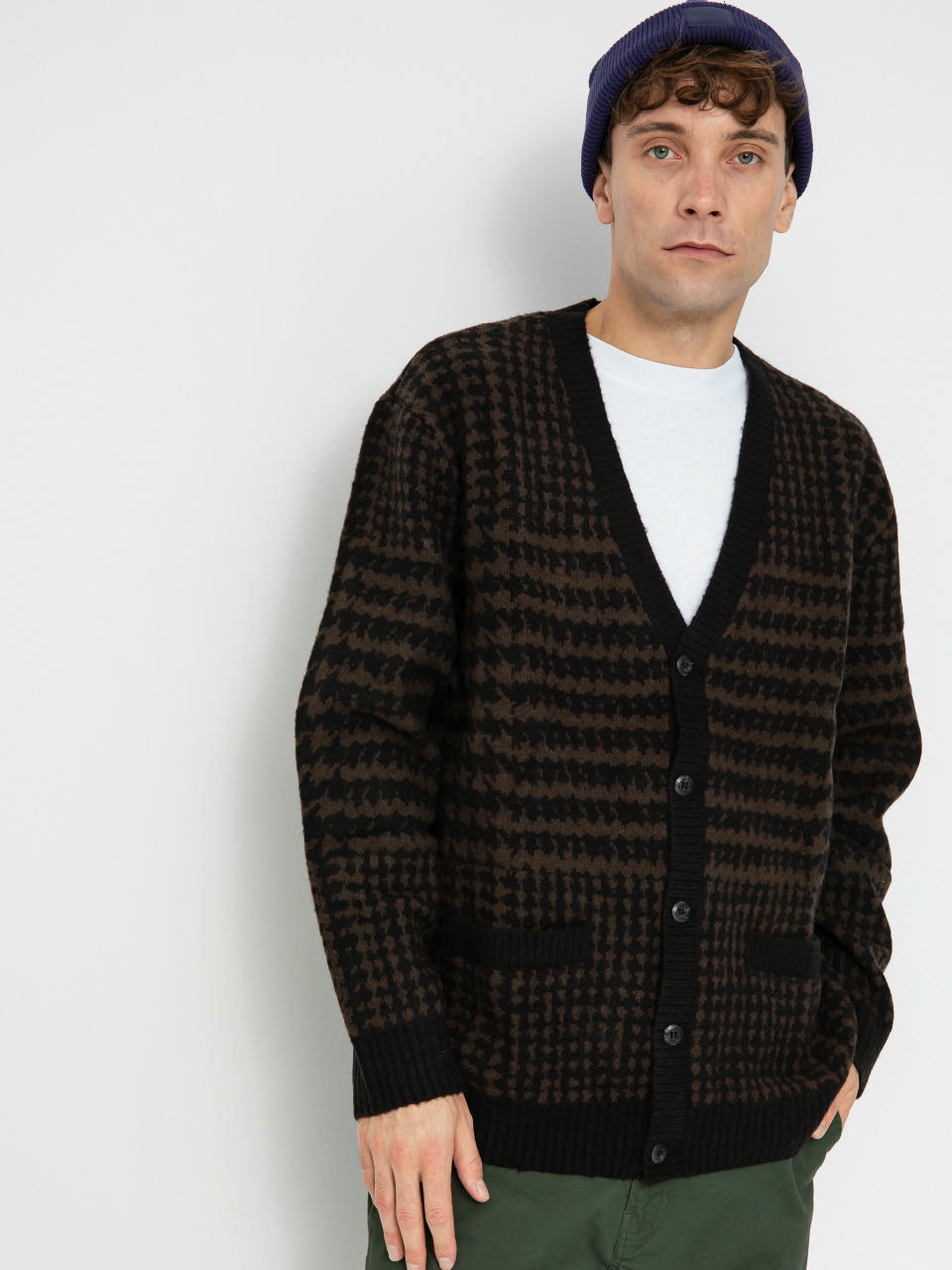 Sveter Vans Houndstooth Cardigan (black/turkish coffee)