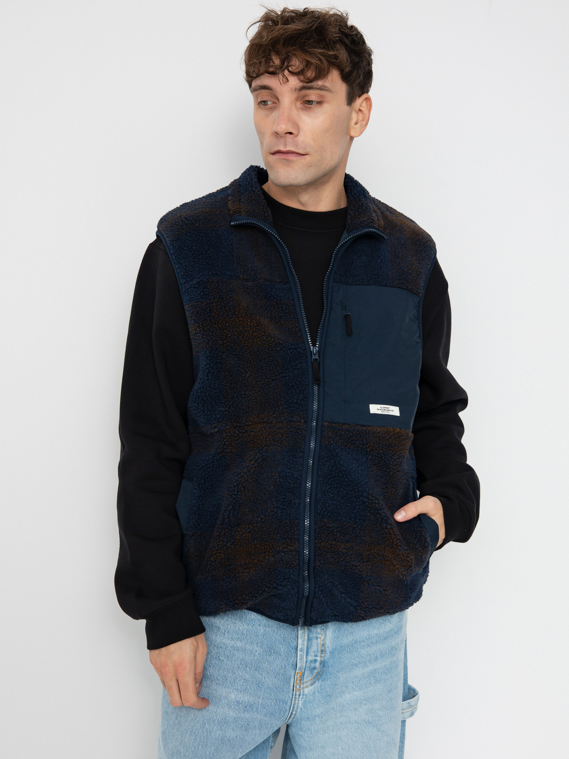 Vesta Element Lake Vest Sherpa (eclipse navy/java plaid)