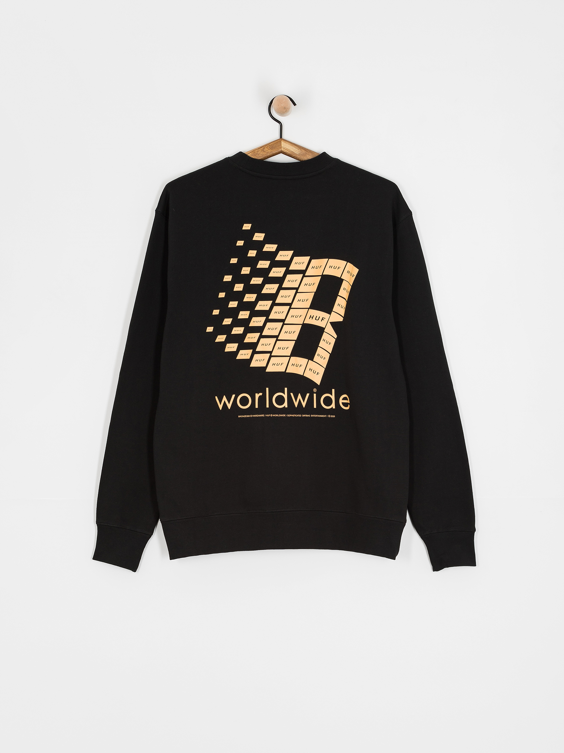 Mikina HUF X Bronze Worldwide Crewneck (black)