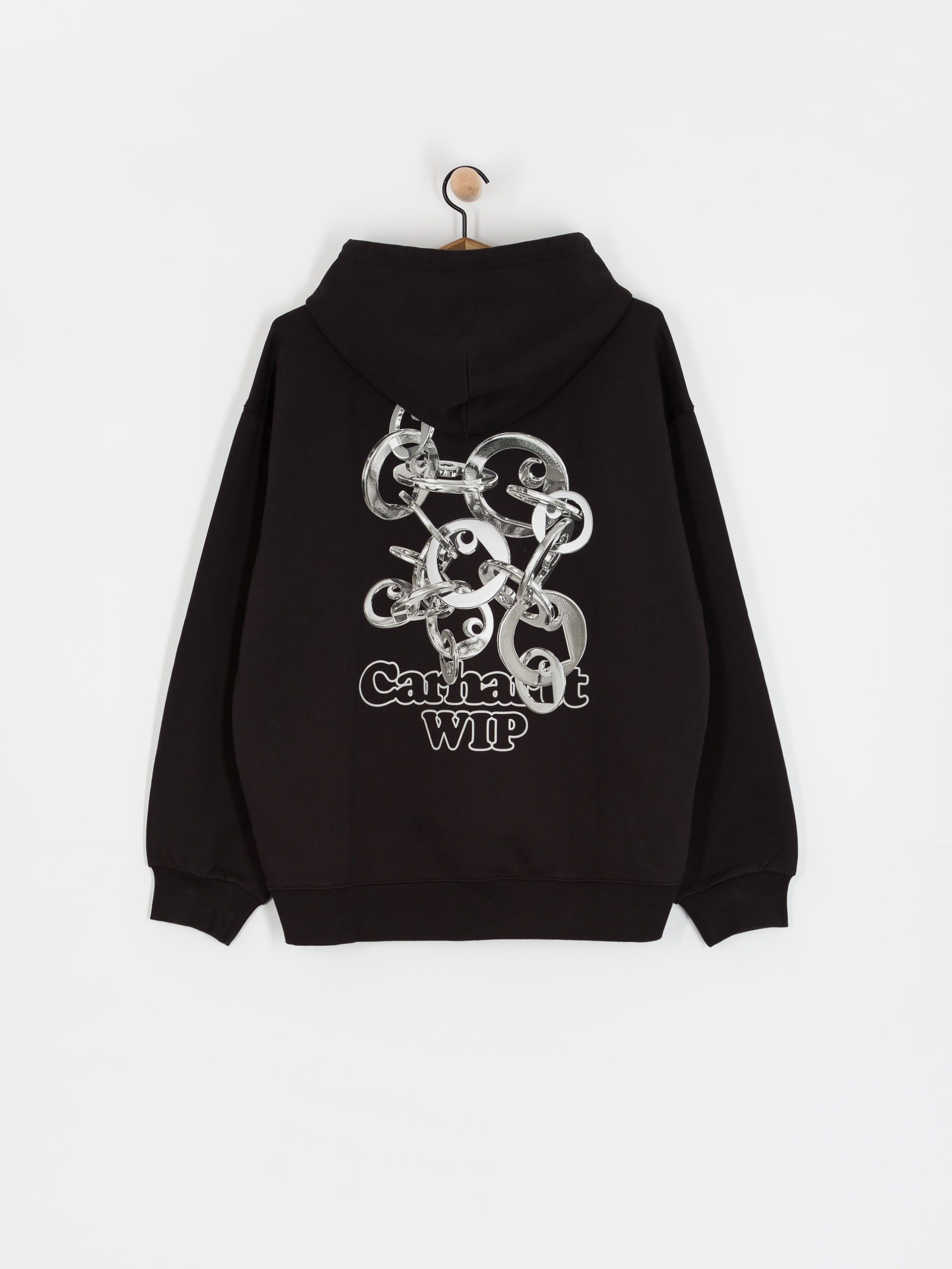 Mikina s kapucňou Carhartt WIP Charm Link HD (black/silver)