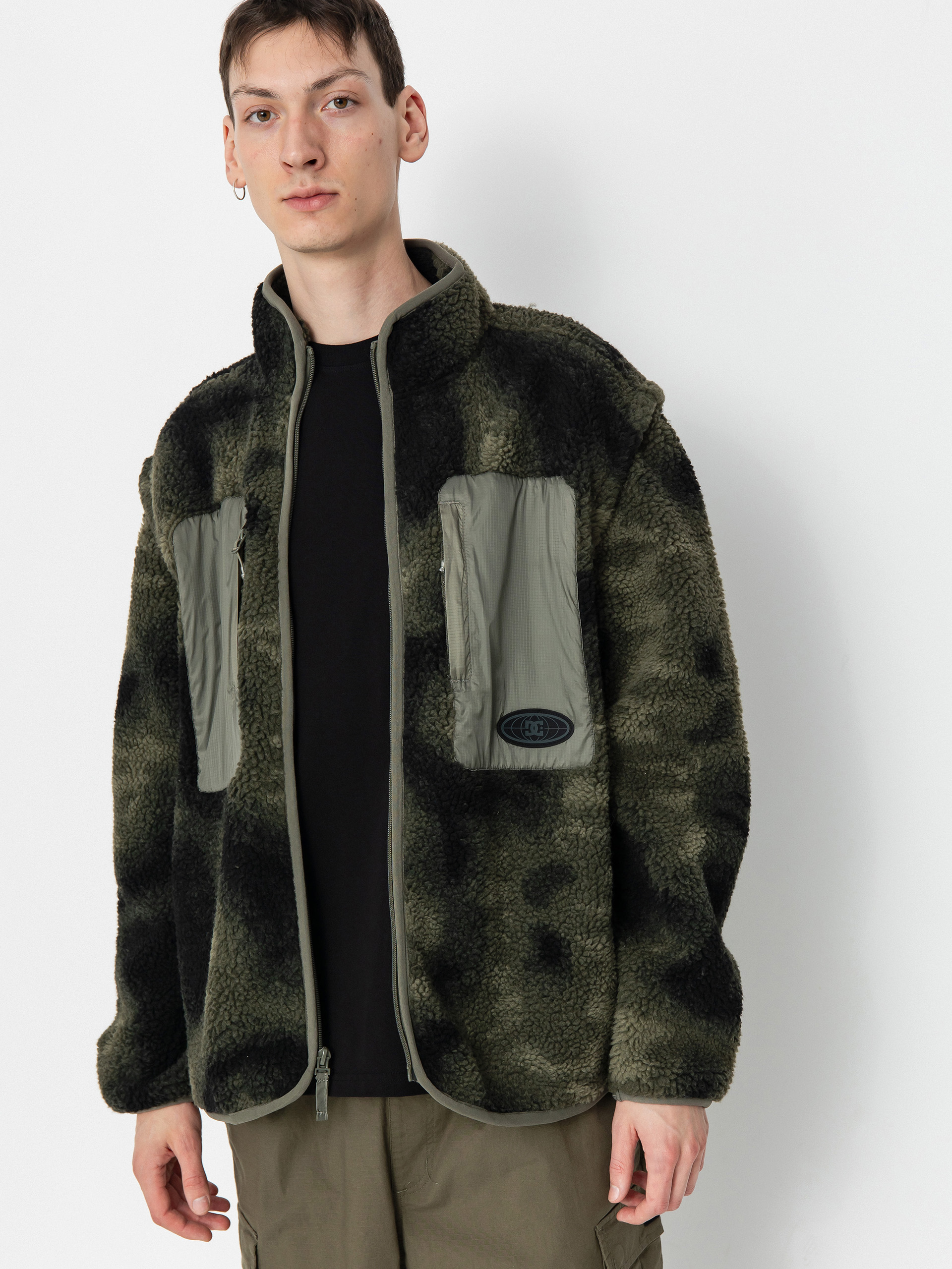 Flu00edsovu00e1 mikina DC Traverse (olive overspray prnt)