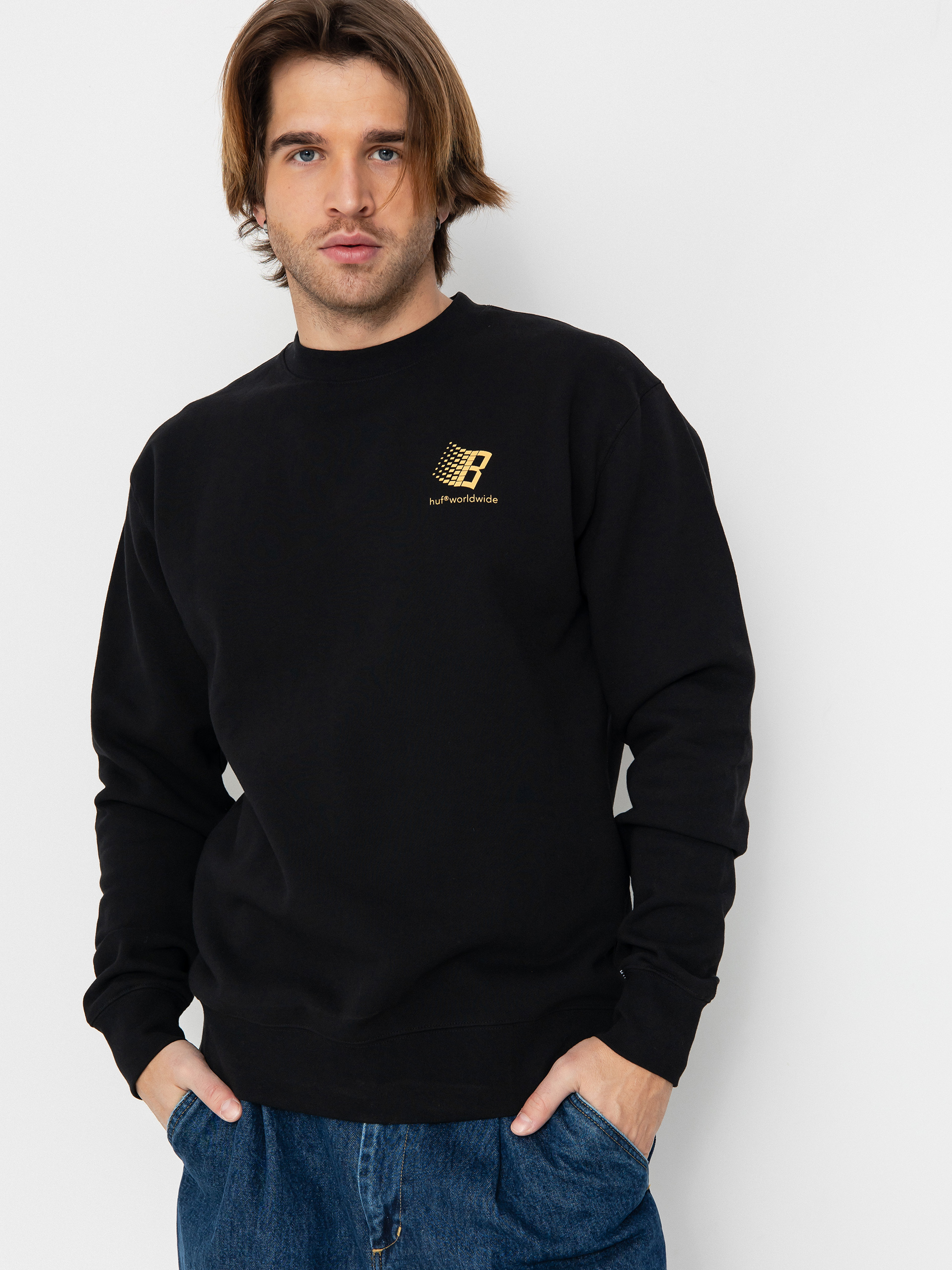 Mikina HUF X Bronze Worldwide Crewneck (black)