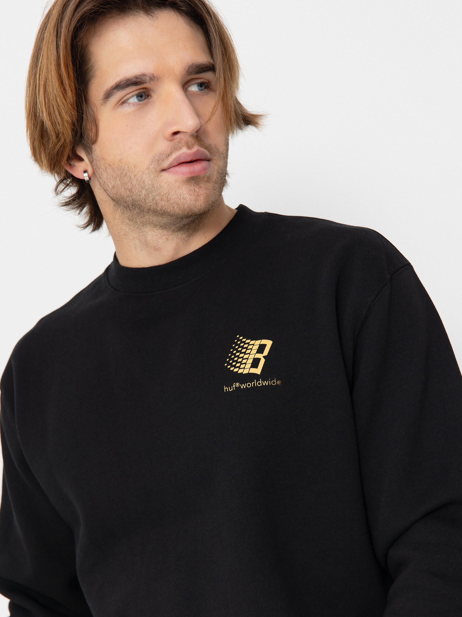 Mikina HUF X Bronze Worldwide Crewneck (black)