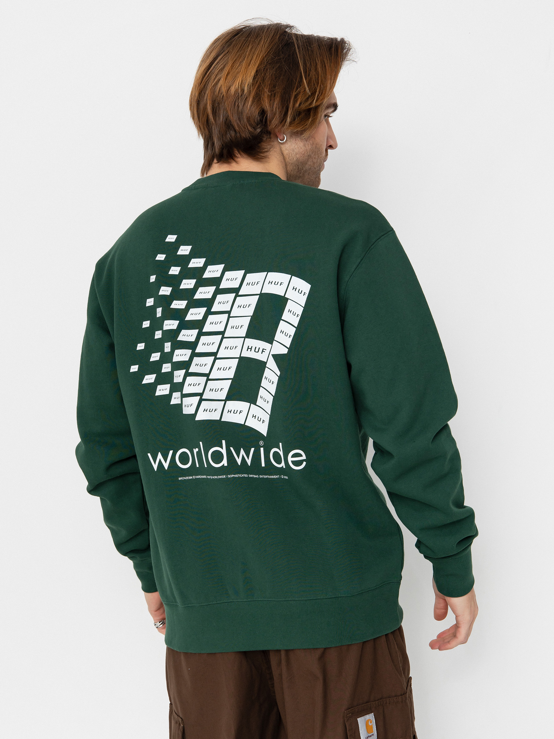 Mikina HUF X Bronze Worldwide Crewneck (forest green)