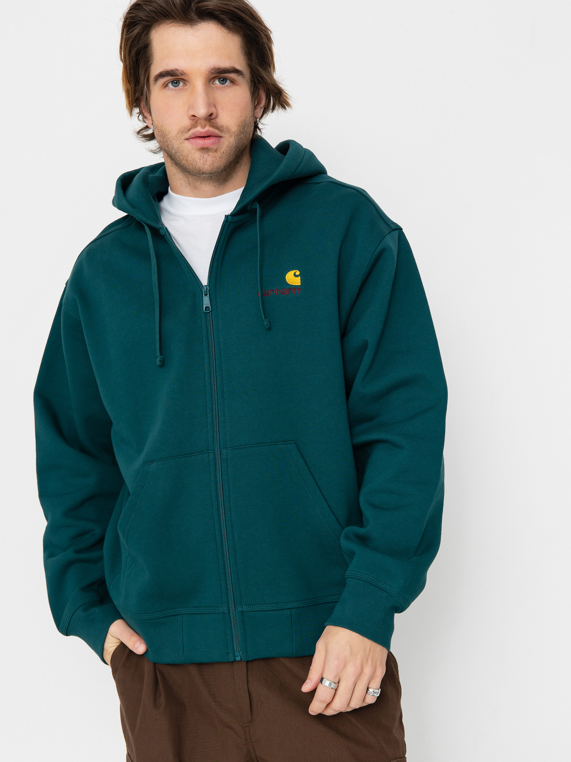 Mikina s kapucňou Carhartt WIP American Script ZHD (malachite)