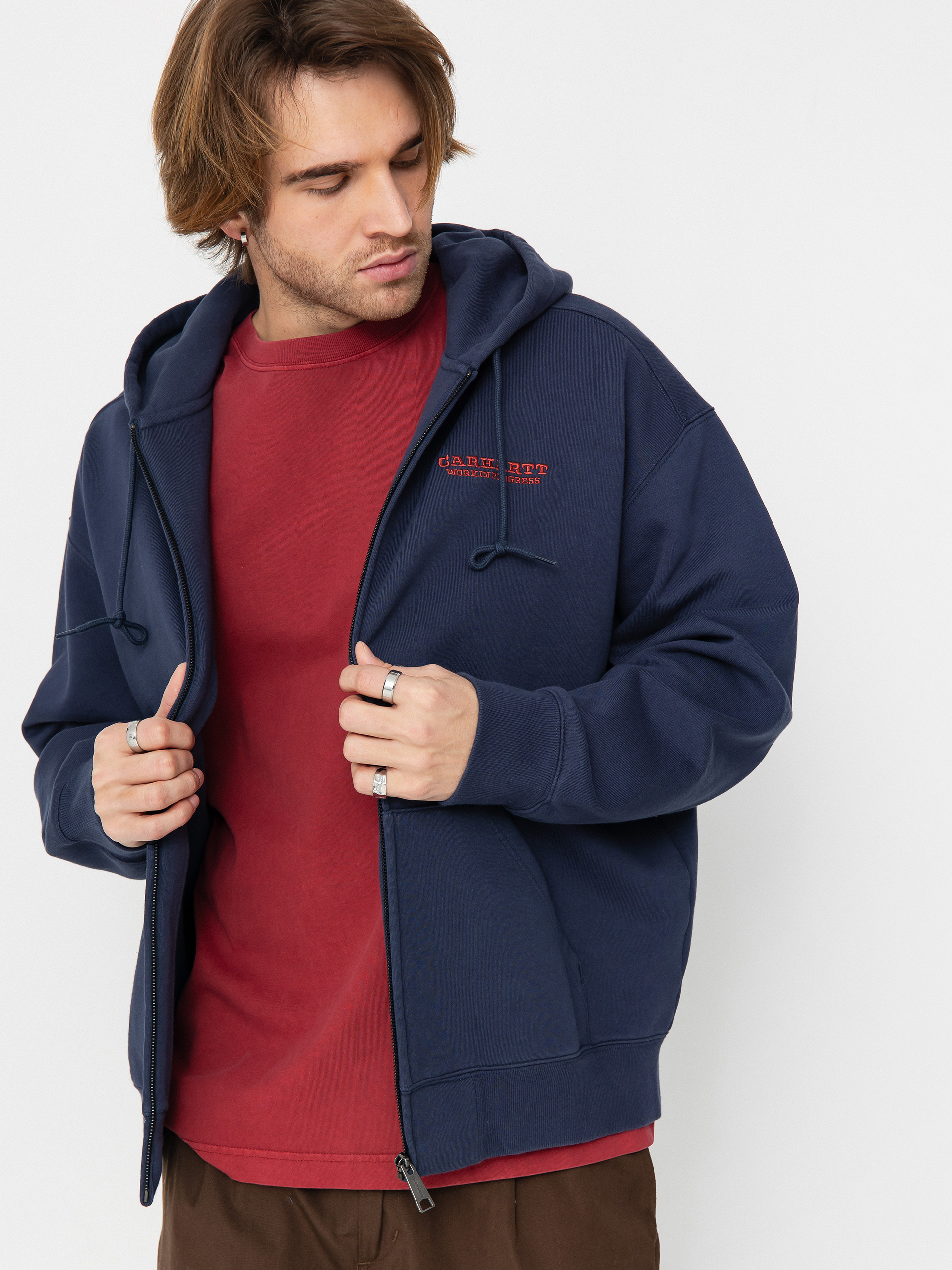 Mikina s kapucňou Carhartt WIP Runaway ZHD (blue/vermillion)