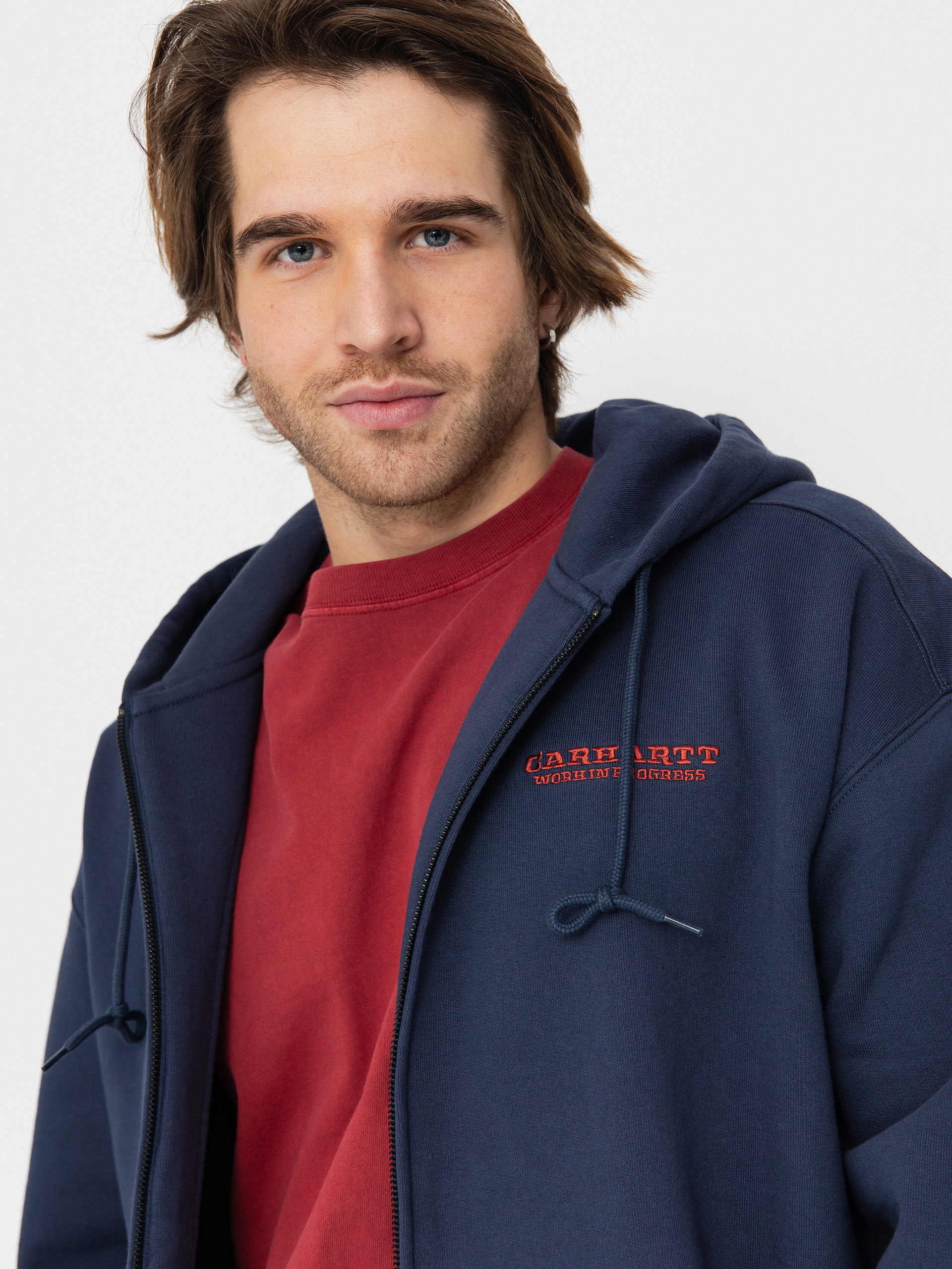 Mikina s kapucňou Carhartt WIP Runaway ZHD (blue/vermillion)