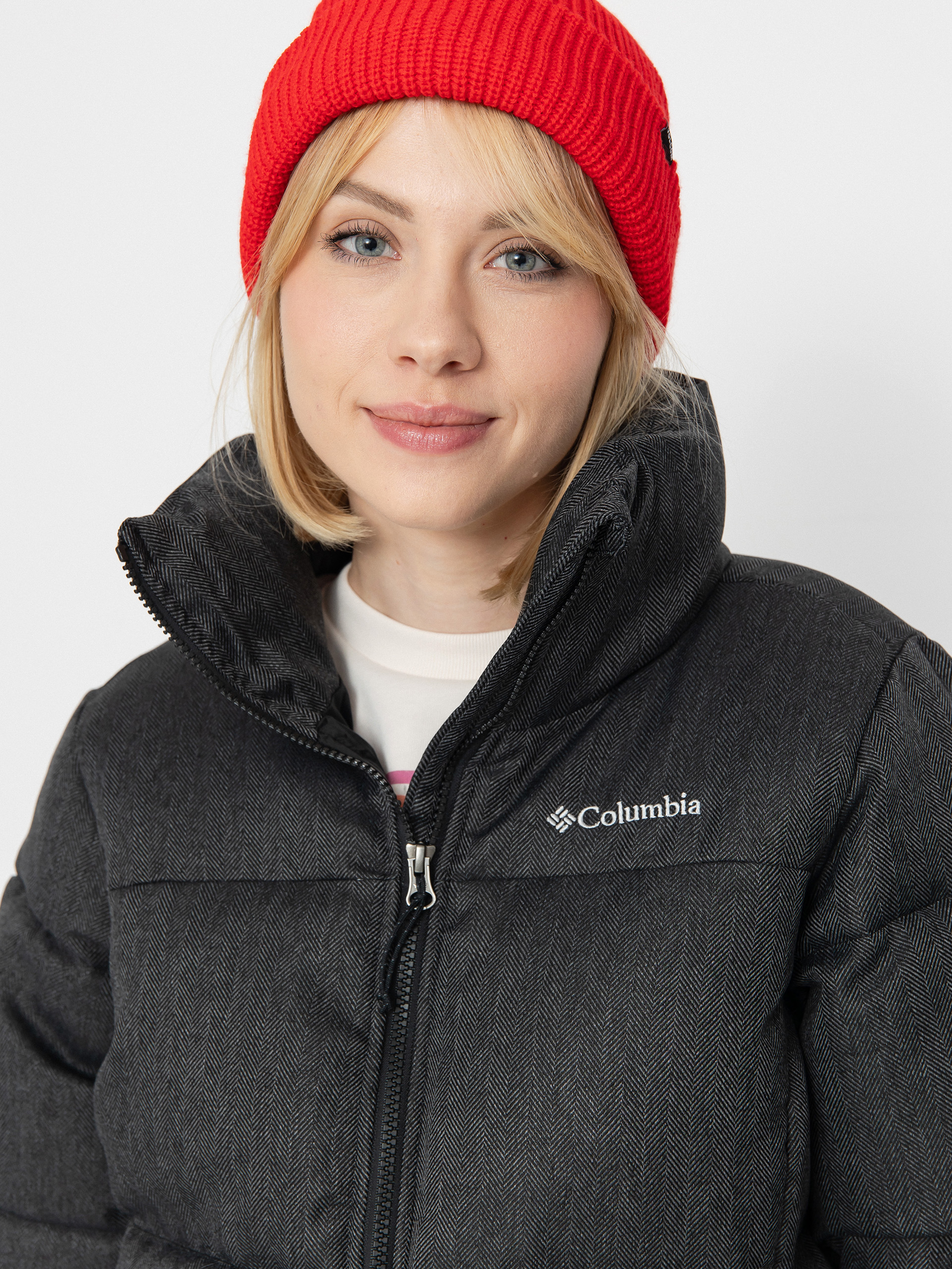 Bunda Columbia Puffect Herringbone Wmn (black herringbo)