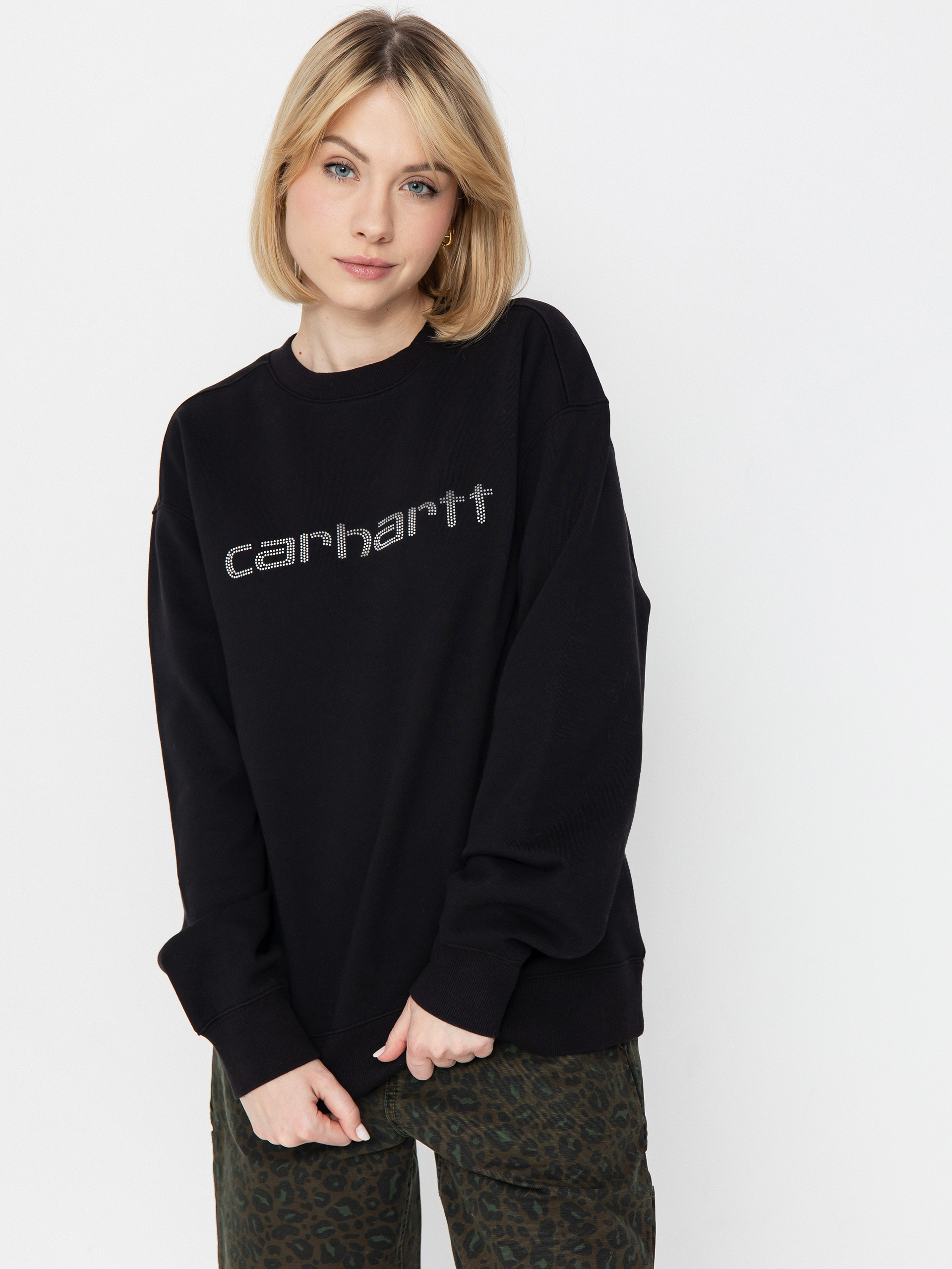 Mikina Carhartt WIP Rivet Script Wmn (black/silver)