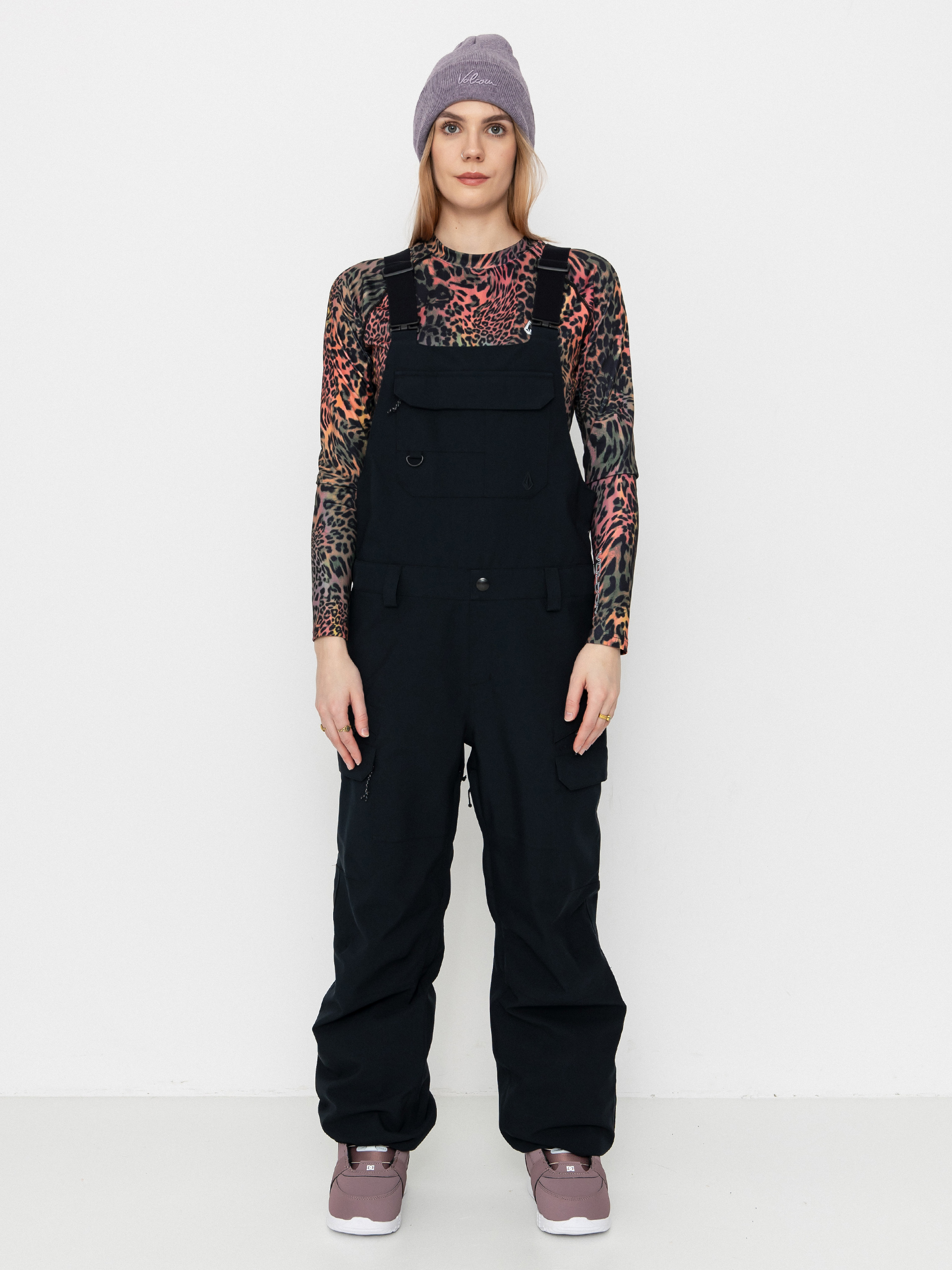 Snowboardové nohavice Volcom Creston 3D Stretch Bib Overall Wmn (black)