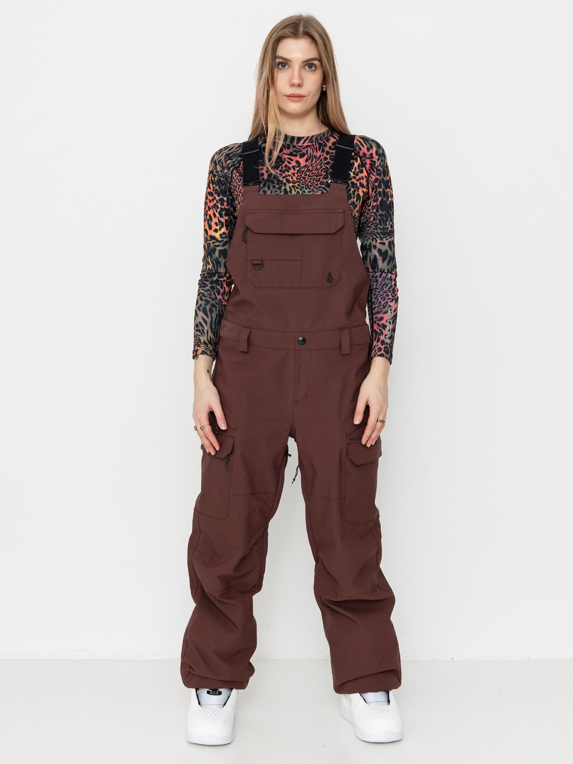 Dámske Snowboardové nohavice Volcom Creston 3D Stretch Bib Overall (mahogany)