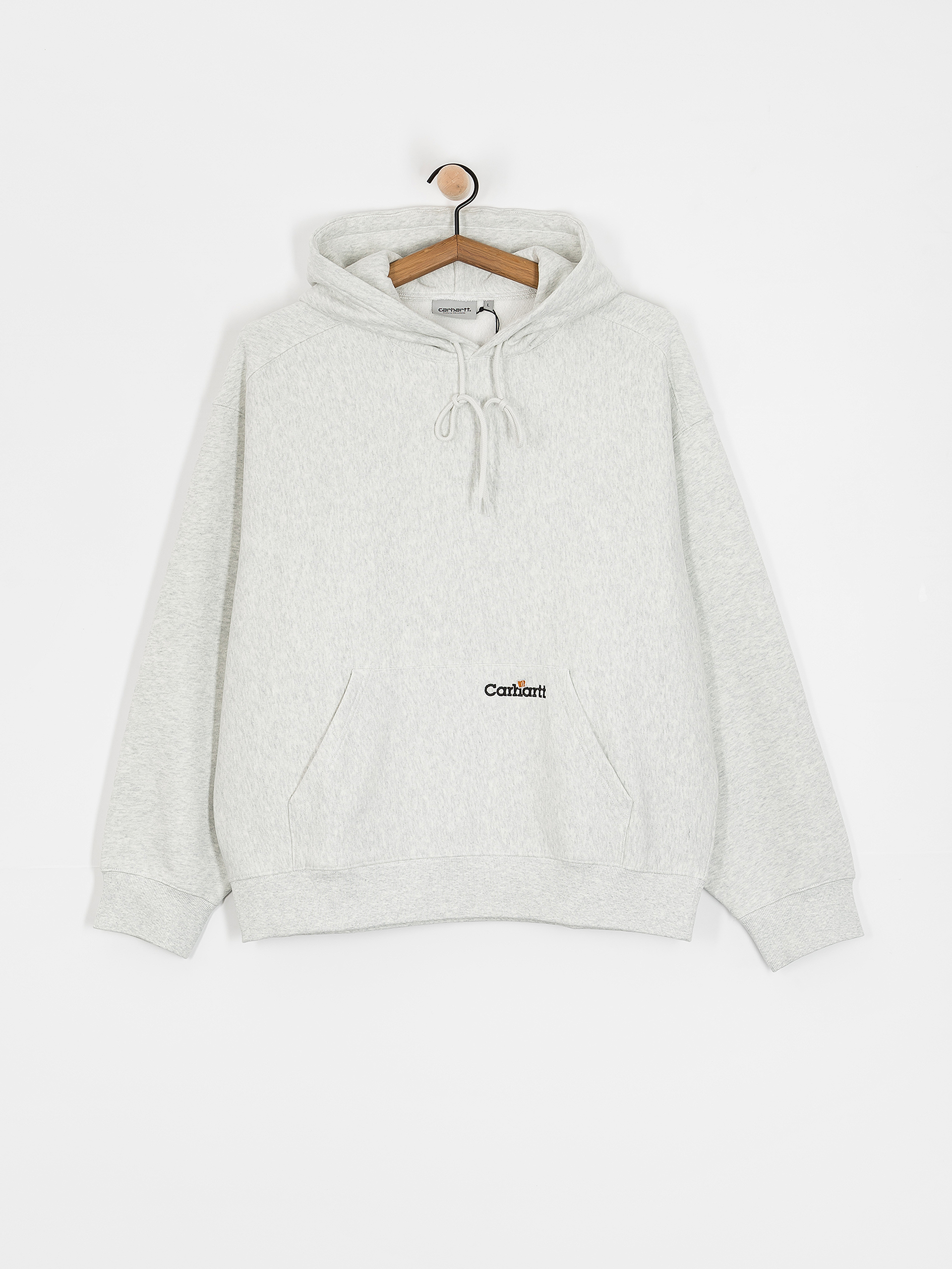 Mikina s kapucňou Carhartt WIP Label Script HD (ash heather)