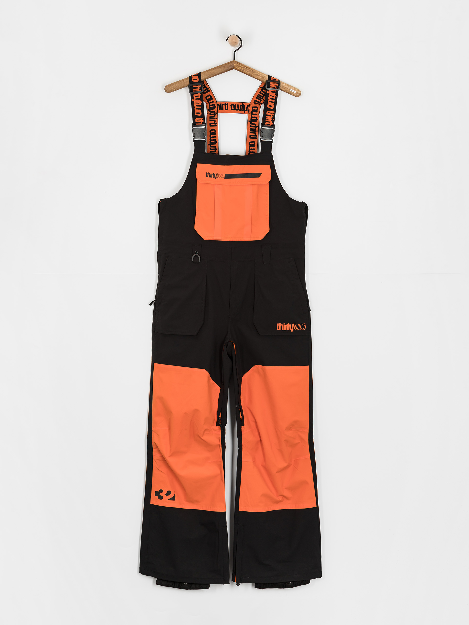 Pánske Snowboardové nohavice ThirtyTwo Basement Bib (black/orange)