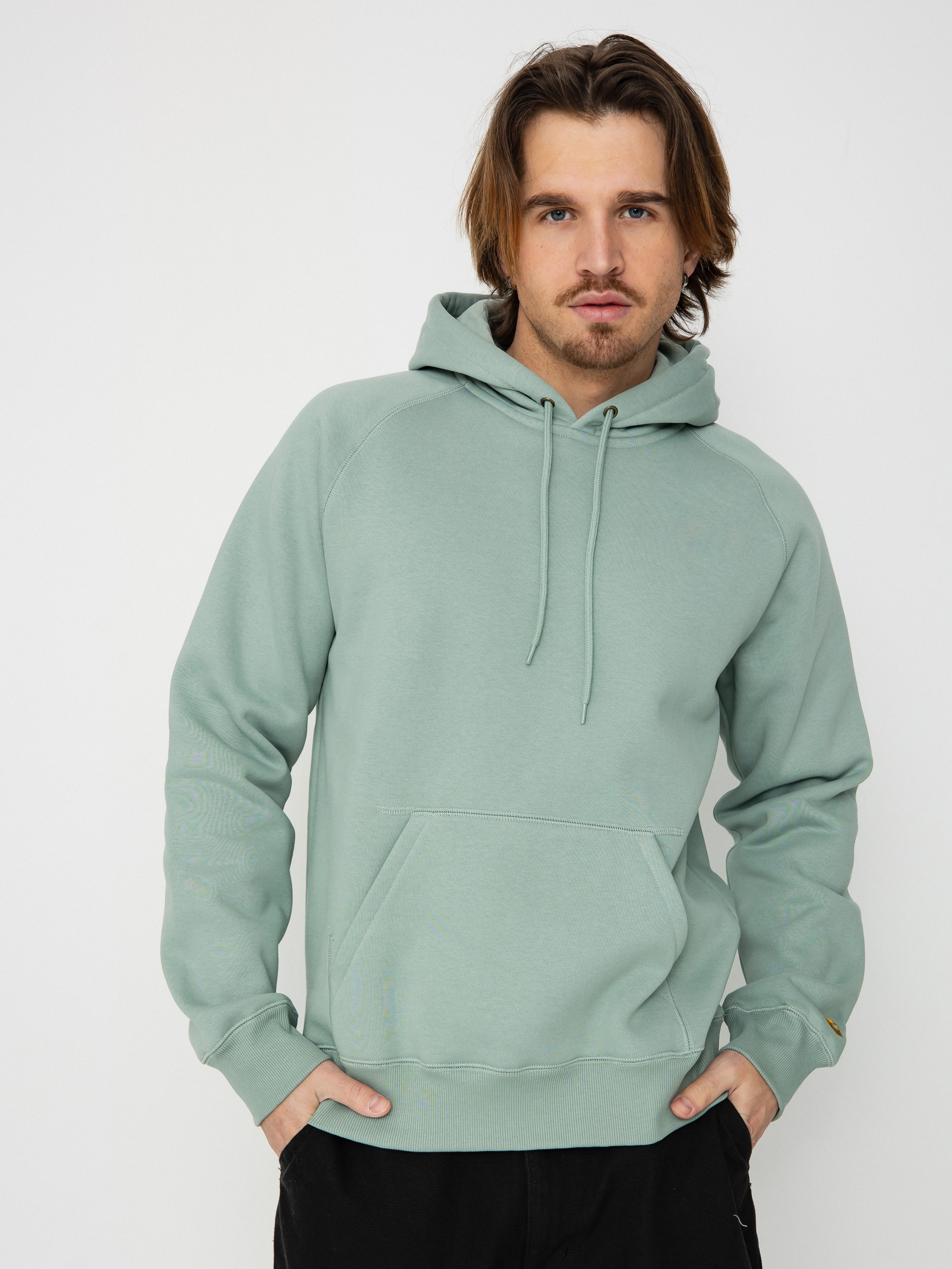 Mikina s kapucňou Carhartt WIP Chase HD (frosted green/gold)