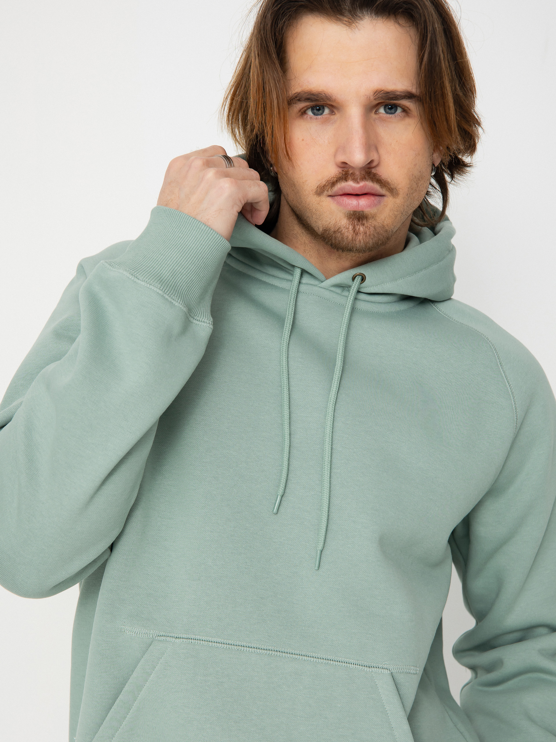 Mikina s kapucňou Carhartt WIP Chase HD (frosted green/gold)