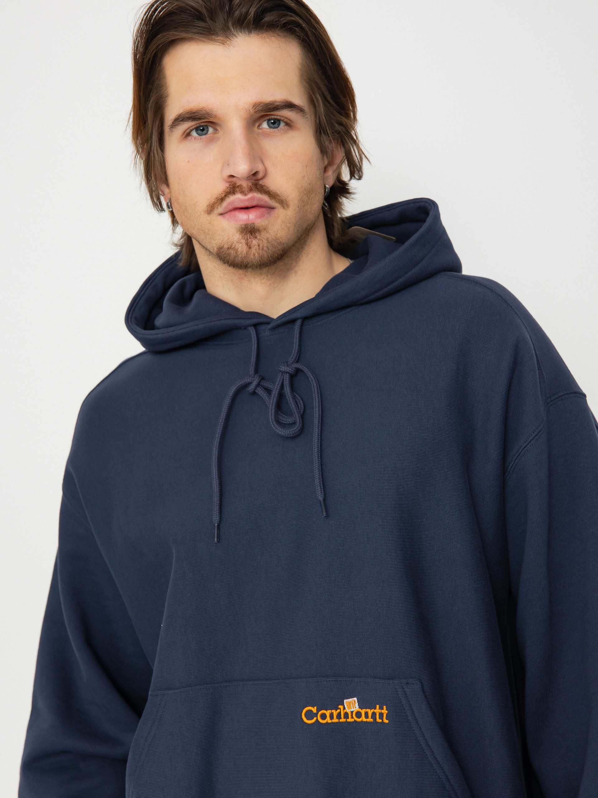 Mikina s kapucňou Carhartt WIP Label Script HD (blue)