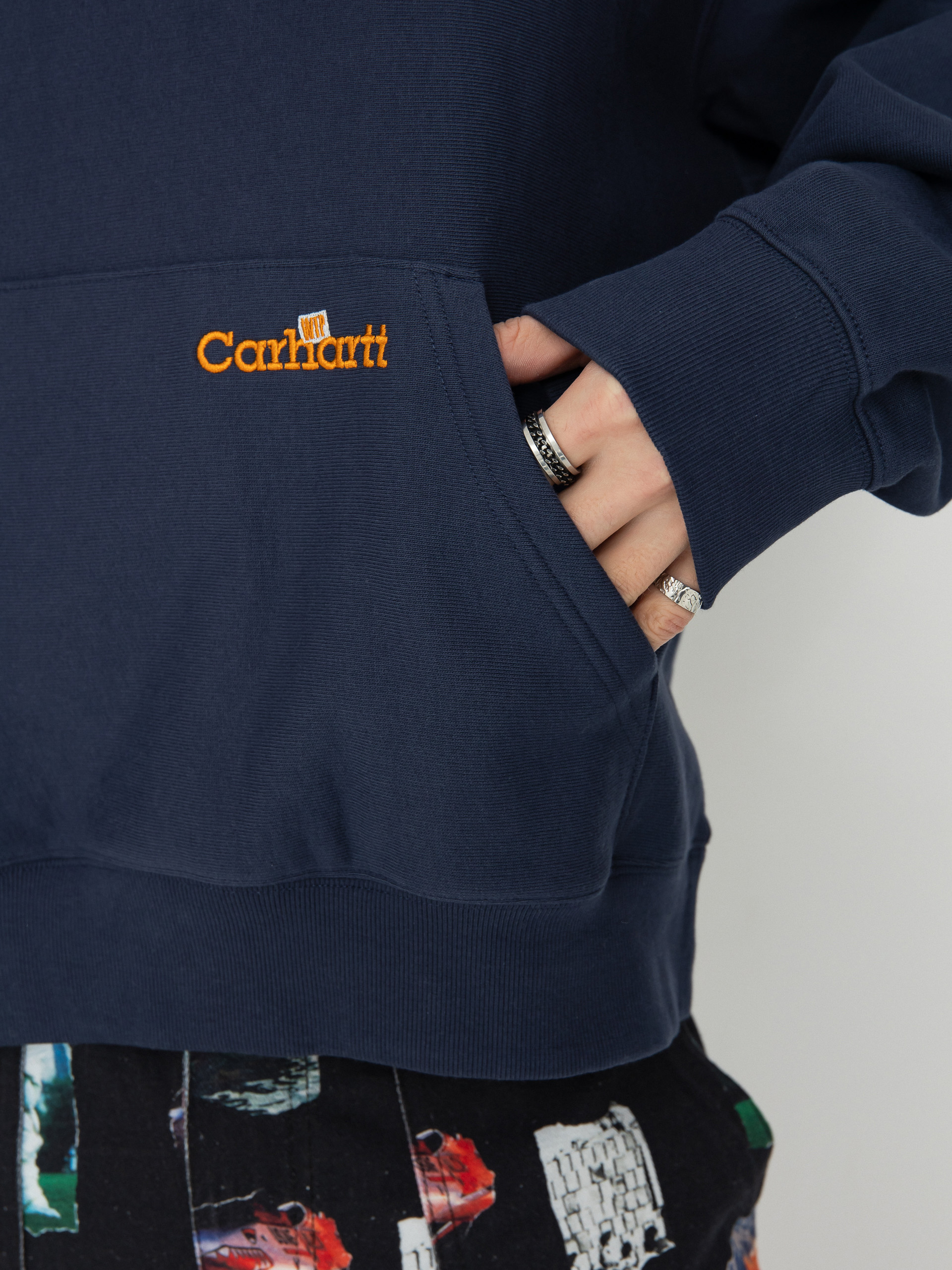 Mikina s kapucňou Carhartt WIP Label Script HD (blue)