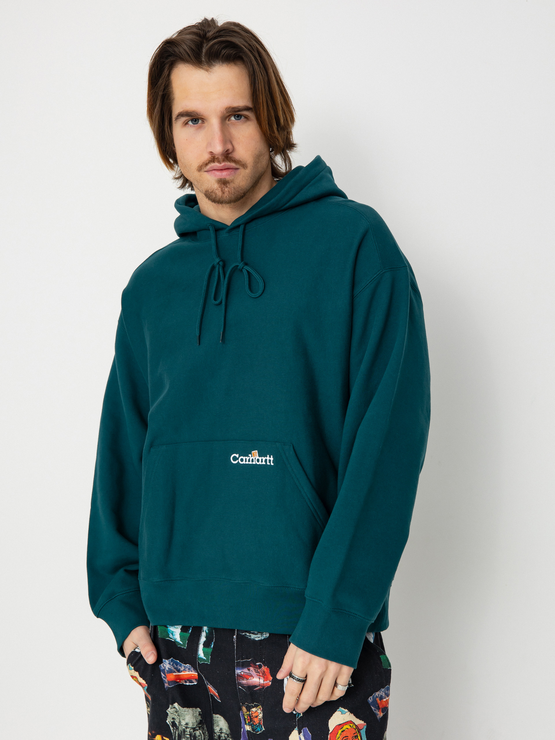 Mikina s kapucňou Carhartt WIP Label Script HD (malachite)