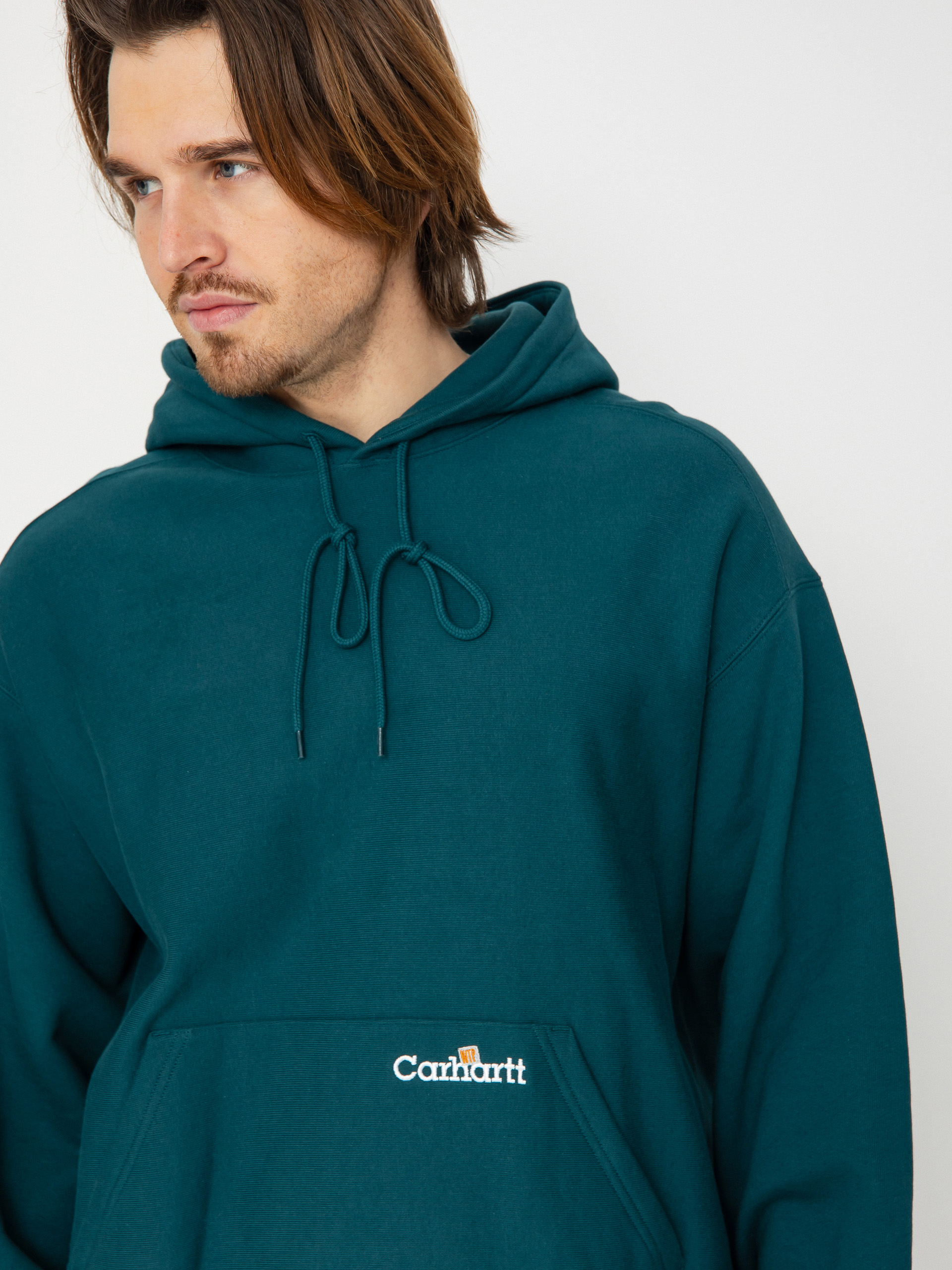 Mikina s kapucňou Carhartt WIP Label Script HD (malachite)