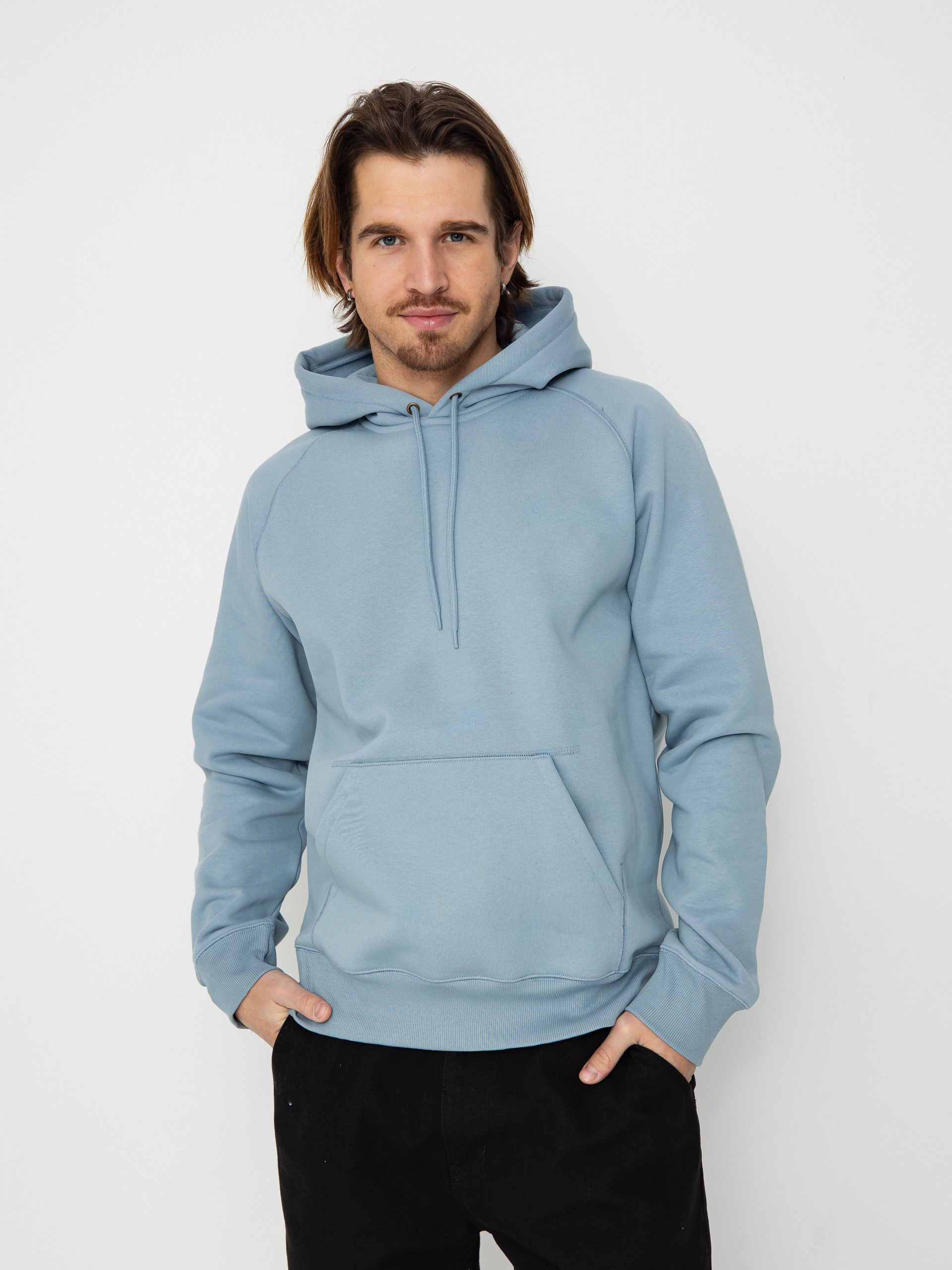 Mikina s kapucňou Carhartt WIP Chase HD (frosted blue/gold)