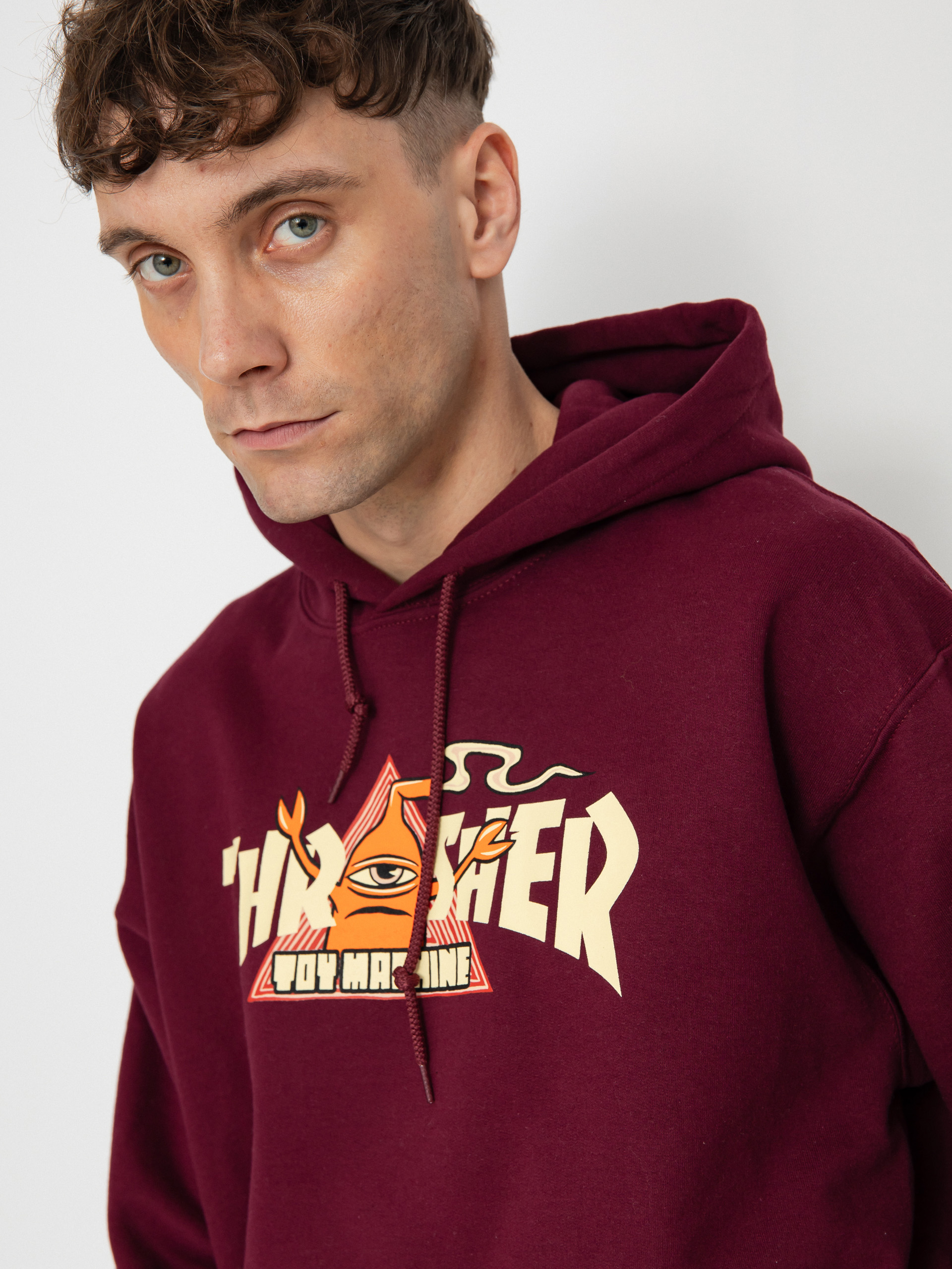 Mikina s kapucňou Thrasher X Toy Machine Vortex HD (maroon)