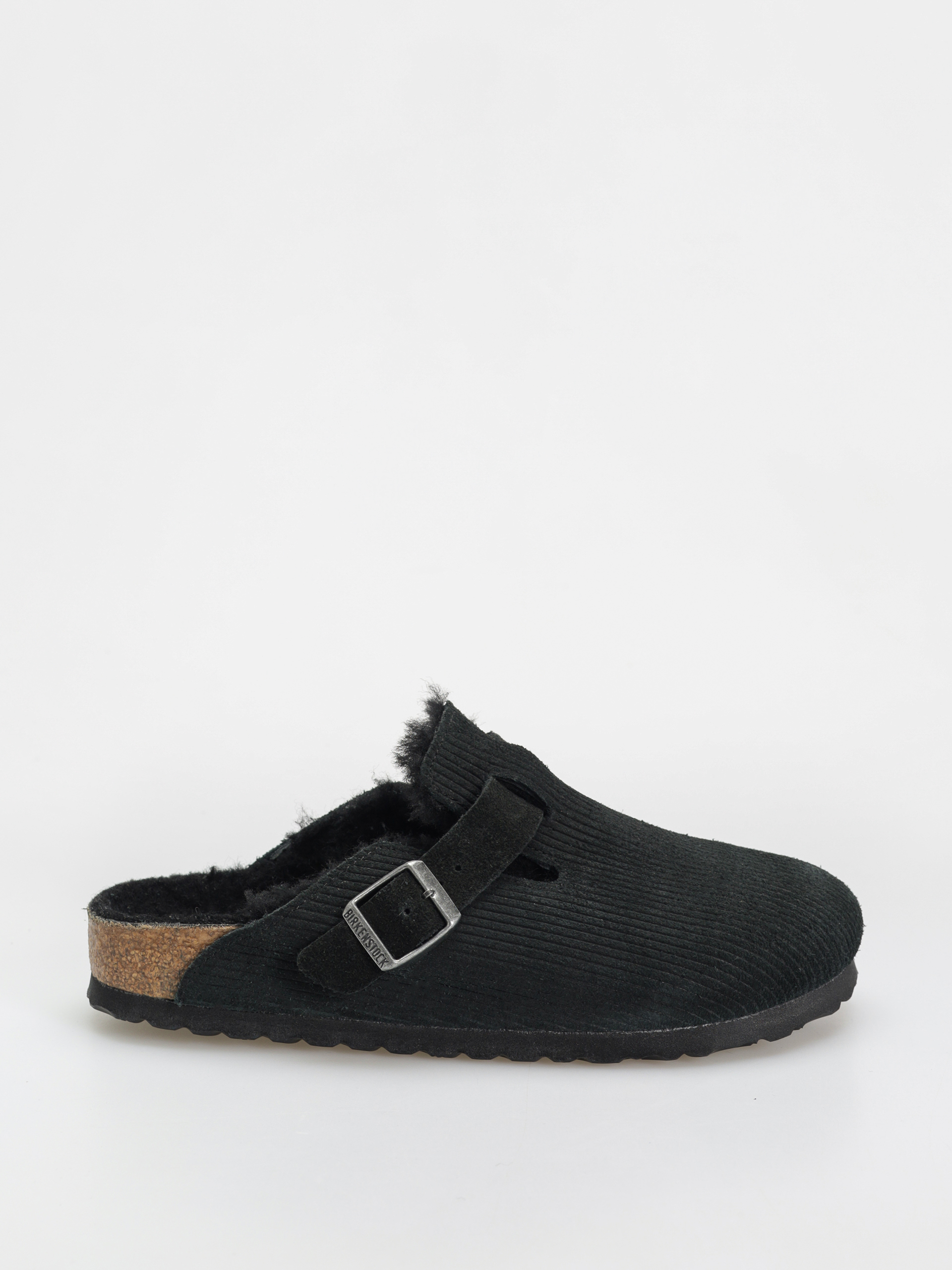 u0160u013eapky Birkenstock Boston VL Fell Suede Leather Fur Narrow Wmn (corduroy black)
