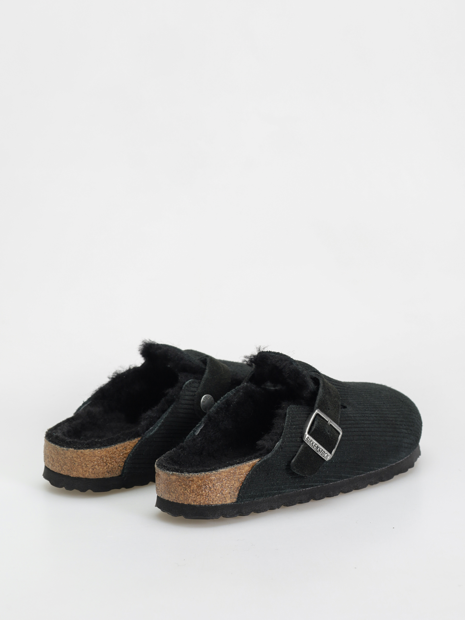 Šľapky Birkenstock Boston VL Fell Suede Leather Fur Narrow Wmn (corduroy black)