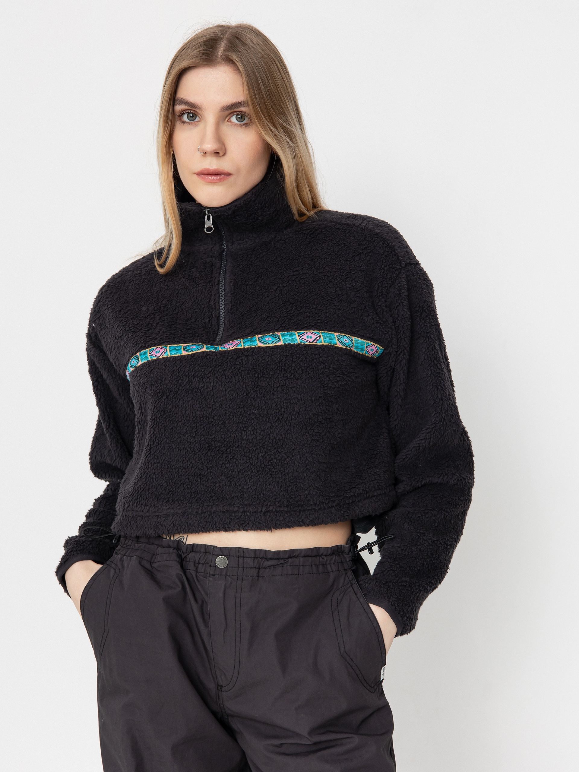 Dámsky Flísová mikina Billabong Holiday Cropped (black sands)