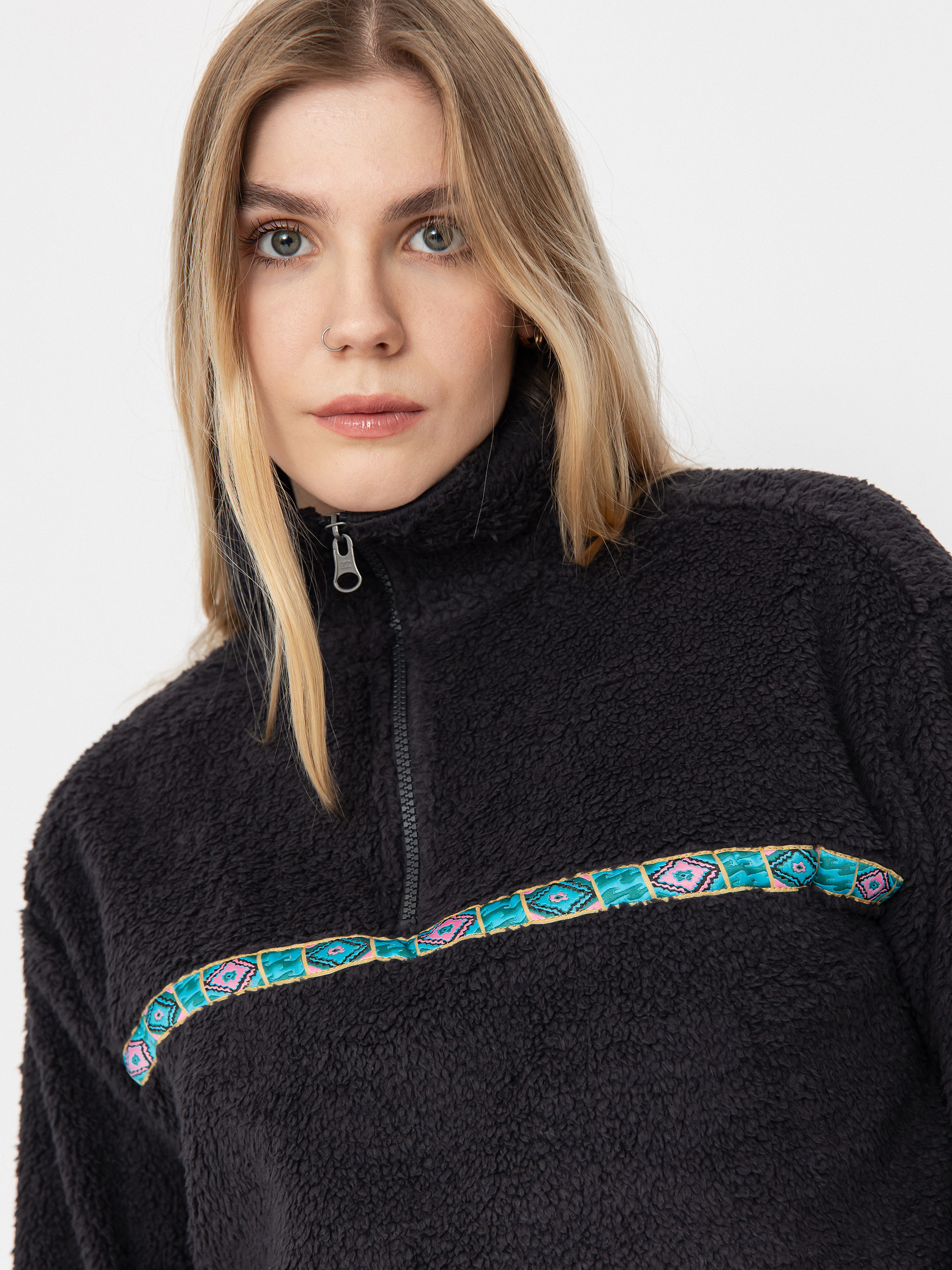 Dámsky Flísová mikina Billabong Holiday Cropped (black sands)