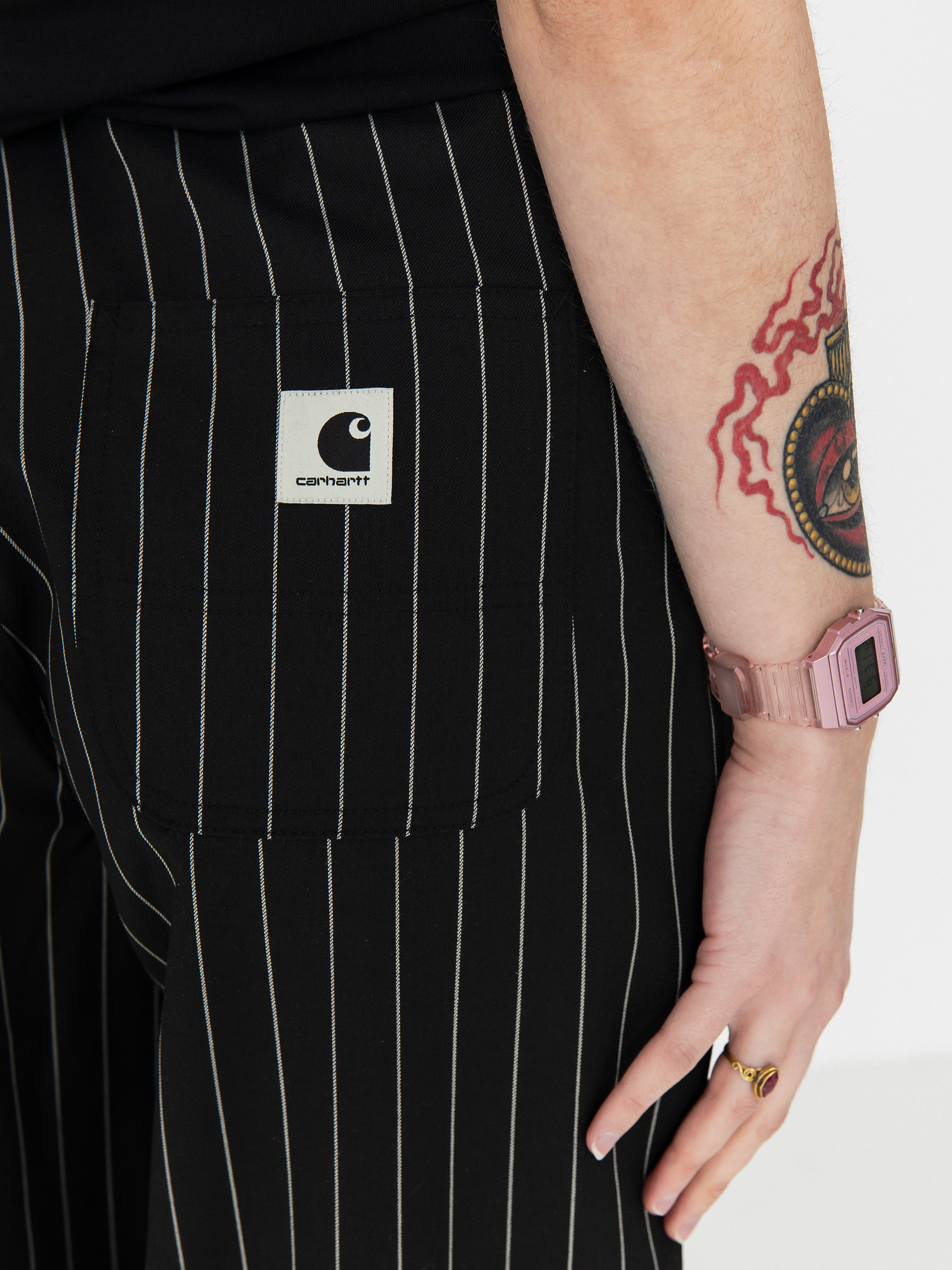 Nohavice Carhartt WIP Seaton Wmn (seaton stripe black)