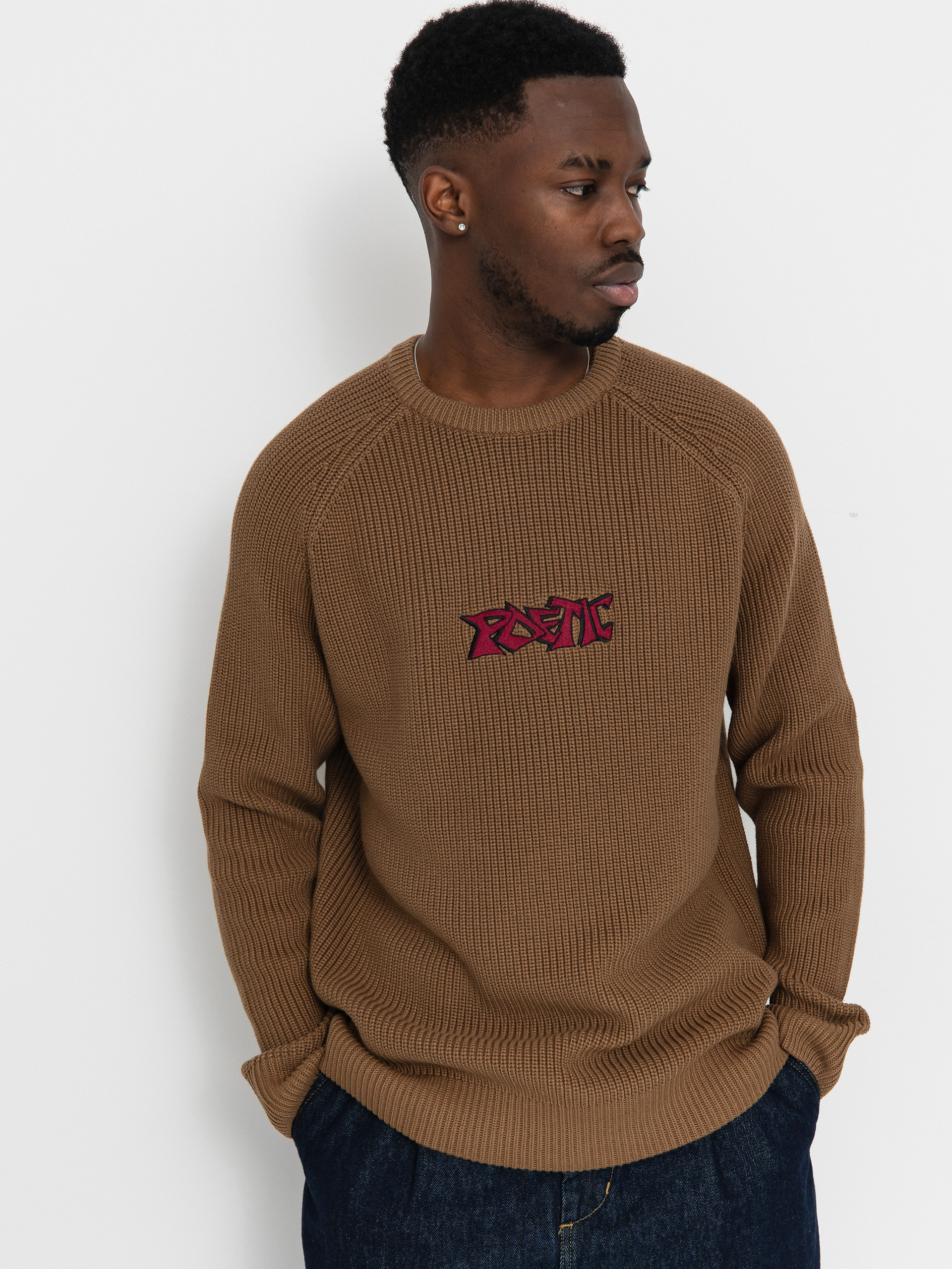 Mikina Poetic Collective Graff Knitted Crewneck (brown)