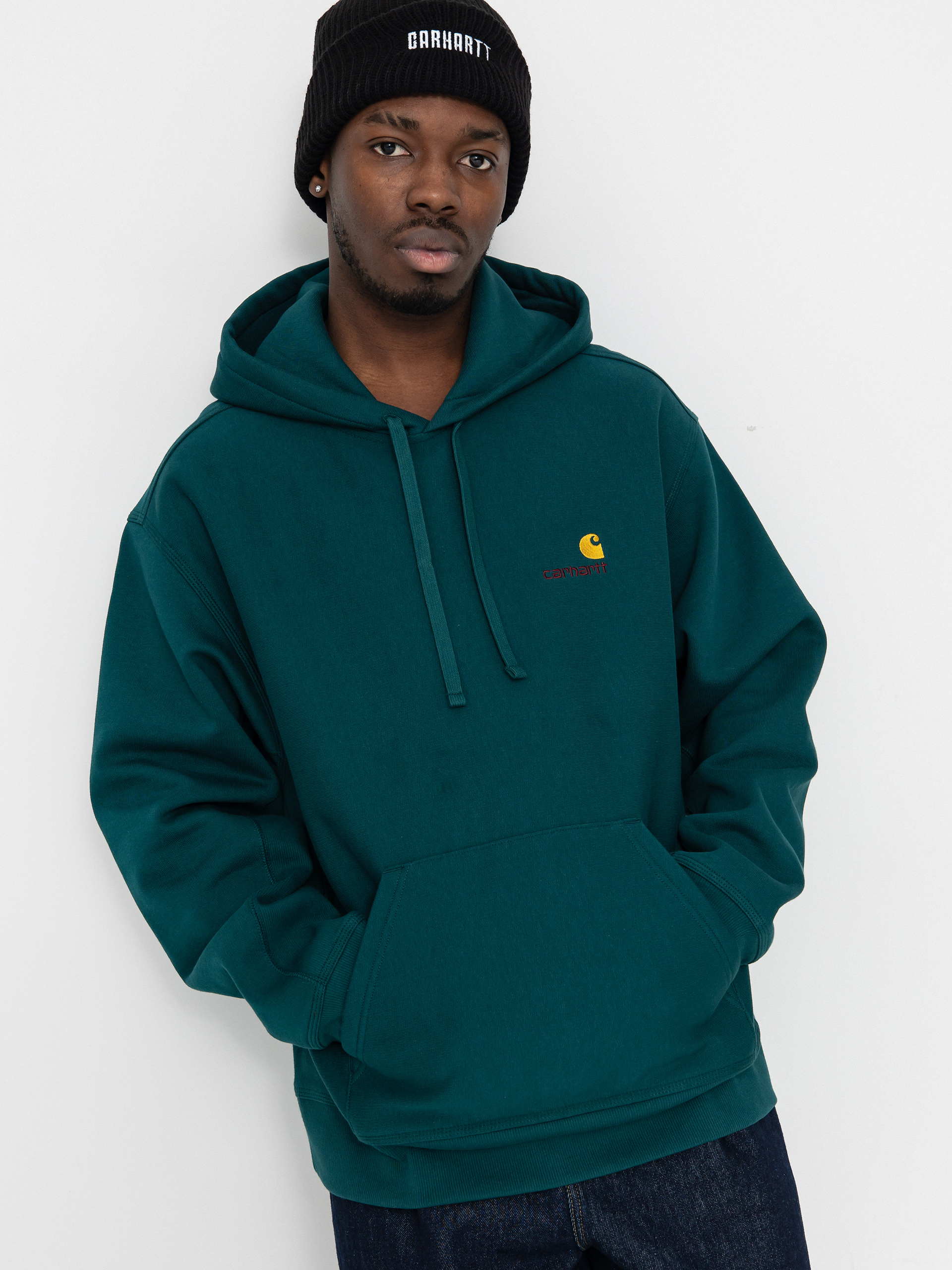 Mikina s kapucňou Carhartt WIP American Script HD (malachite)