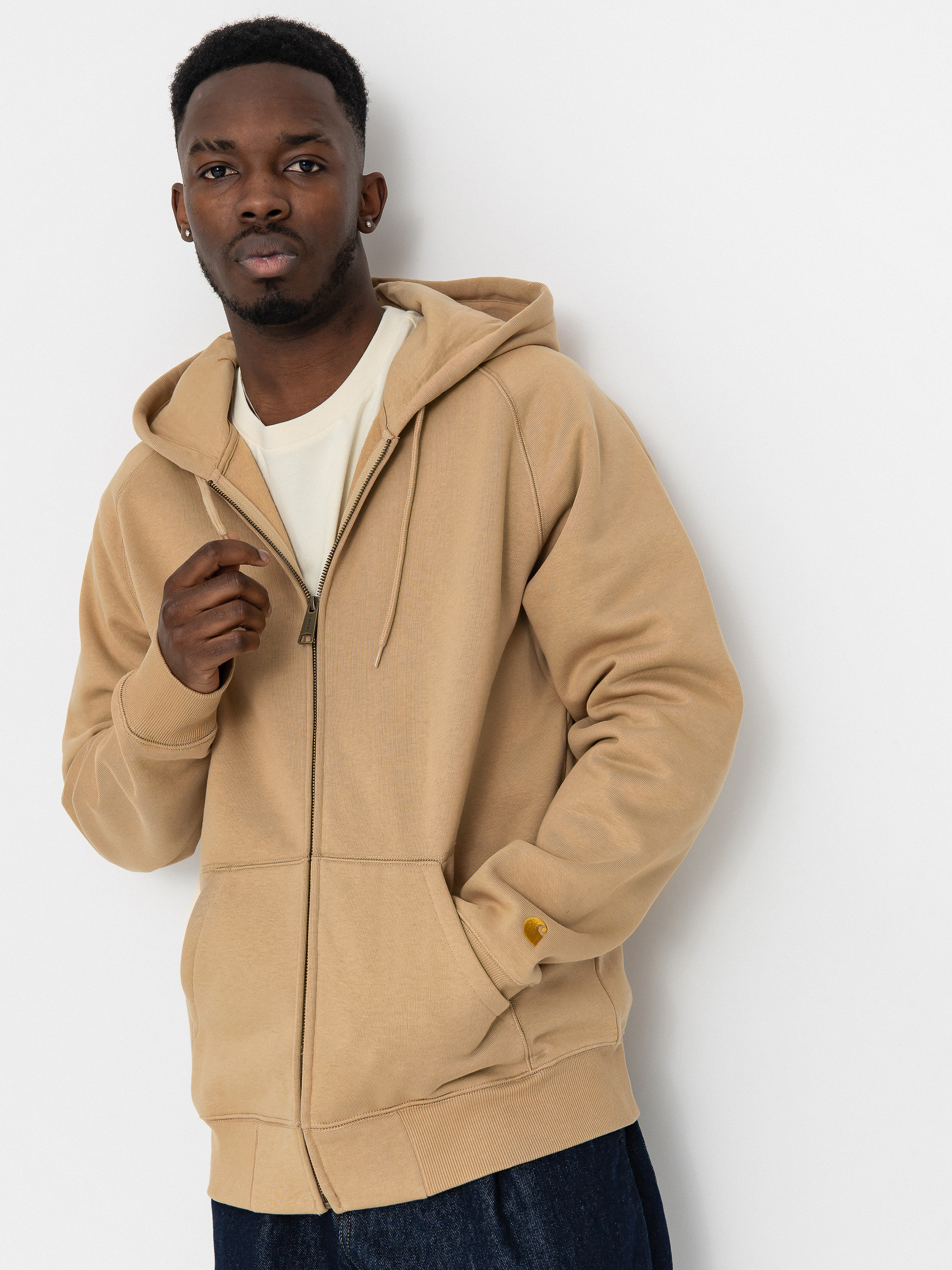 Mikina s kapucňou Carhartt WIP Chase ZHD (dusty h brown/gold)