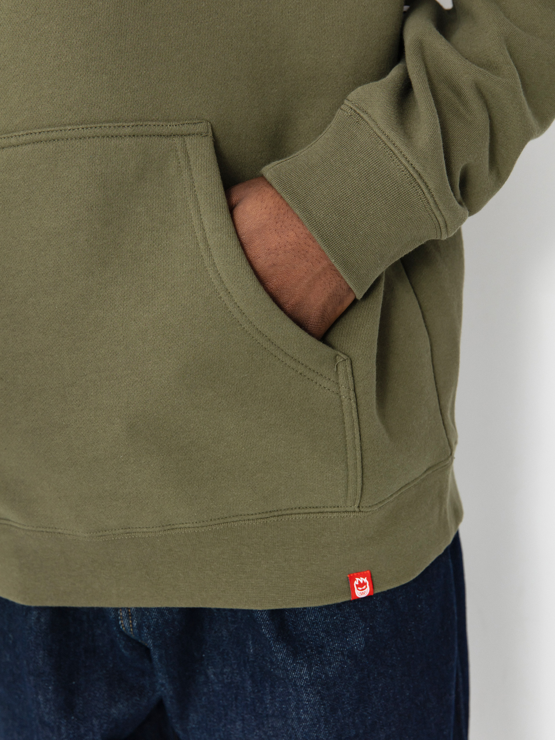 Mikina s kapucňou Spitfire Venom HD (army green/red)