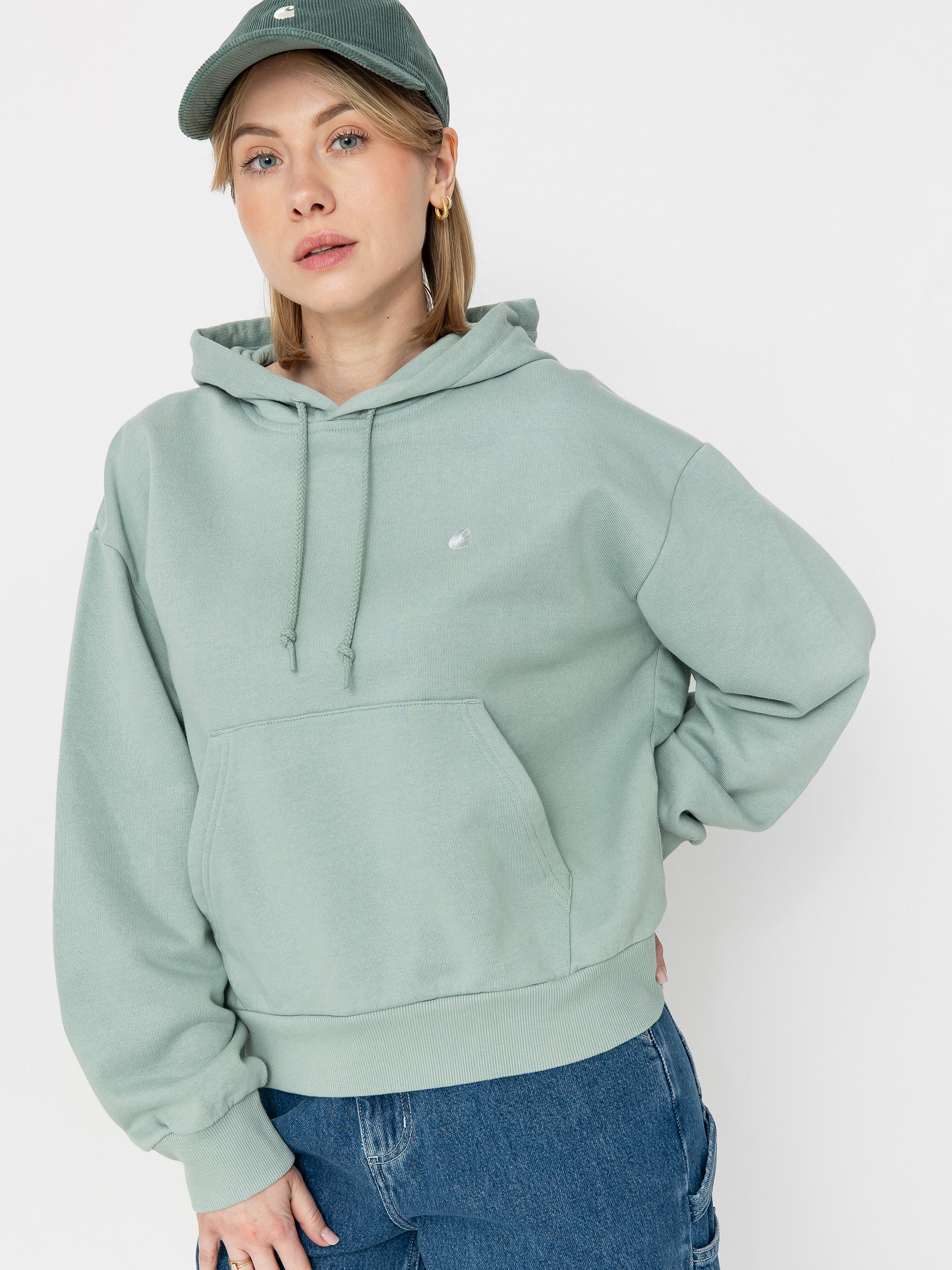 Mikina s kapucňou Carhartt WIP Casey HD Wmn (frosted green/silver)