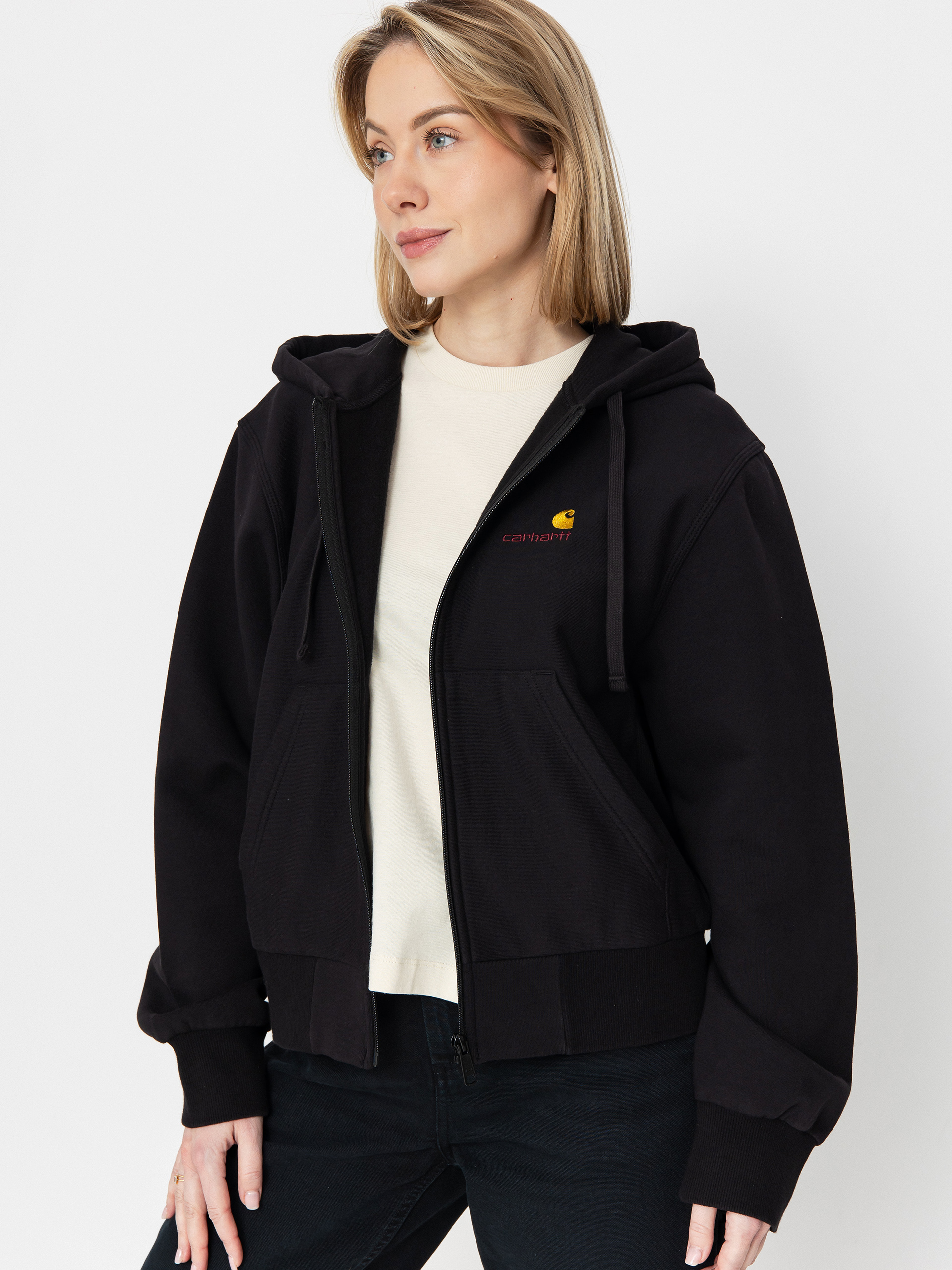 Mikina s kapucu0148ou Carhartt WIP American Script ZHD Wmn (black)
