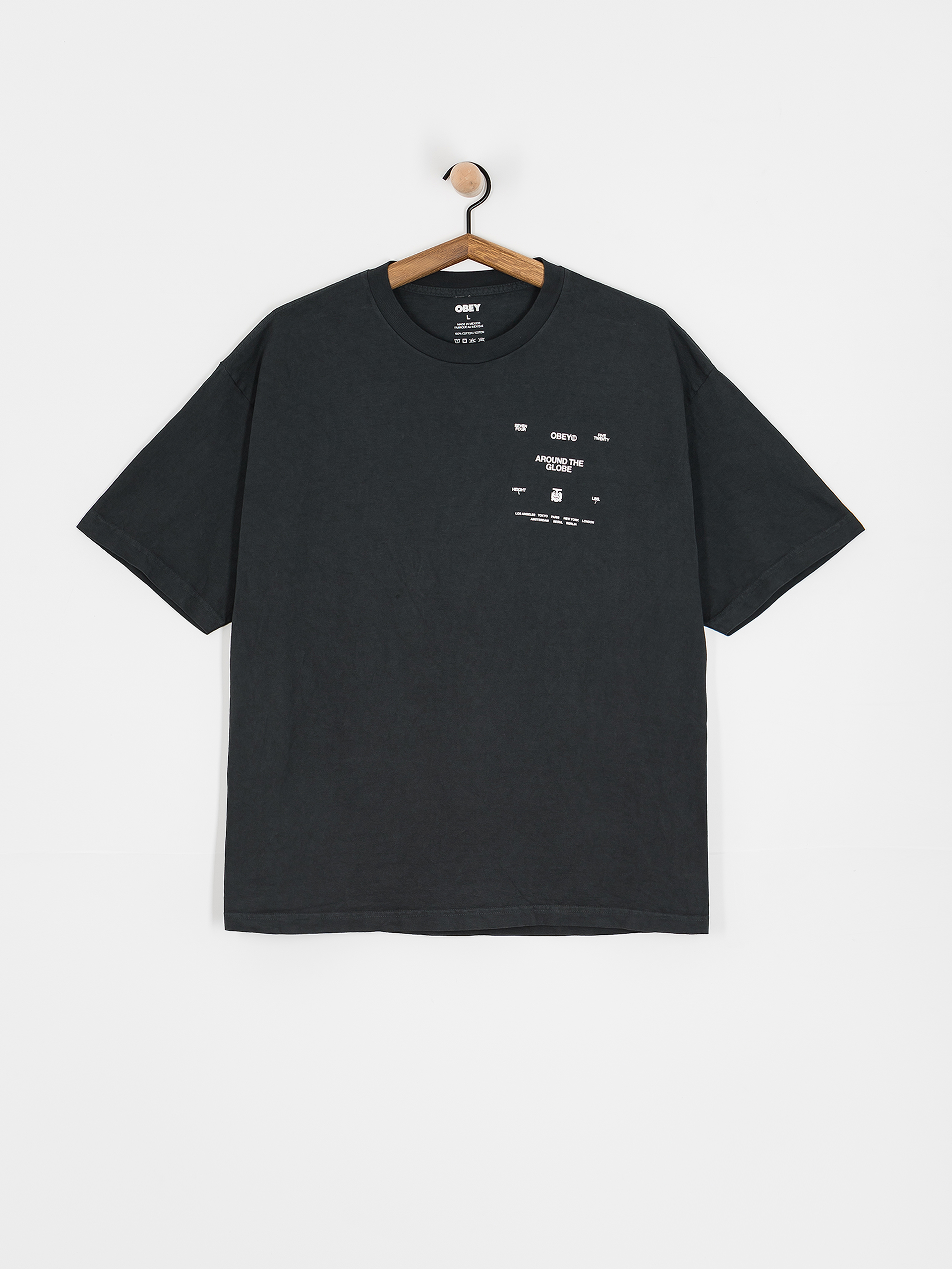 Tričko OBEY Around The Globe (pigment true vintage black)
