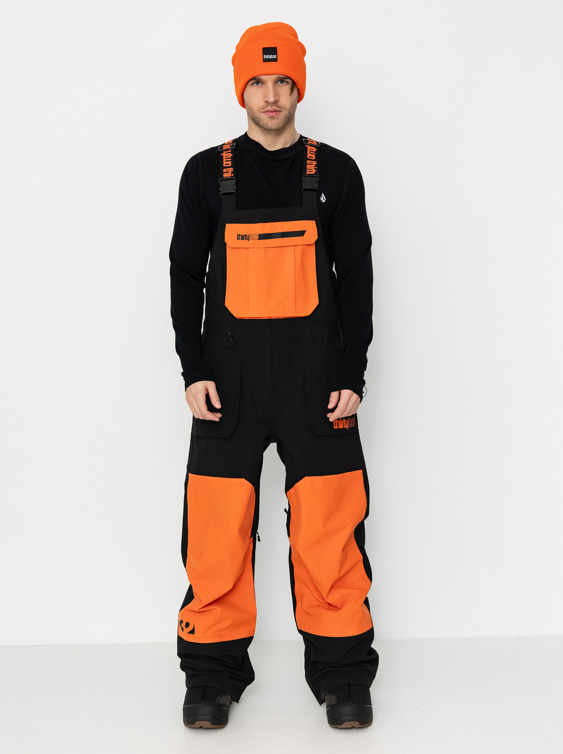 Snowboardové nohavice ThirtyTwo Basement Bib (black/orange)