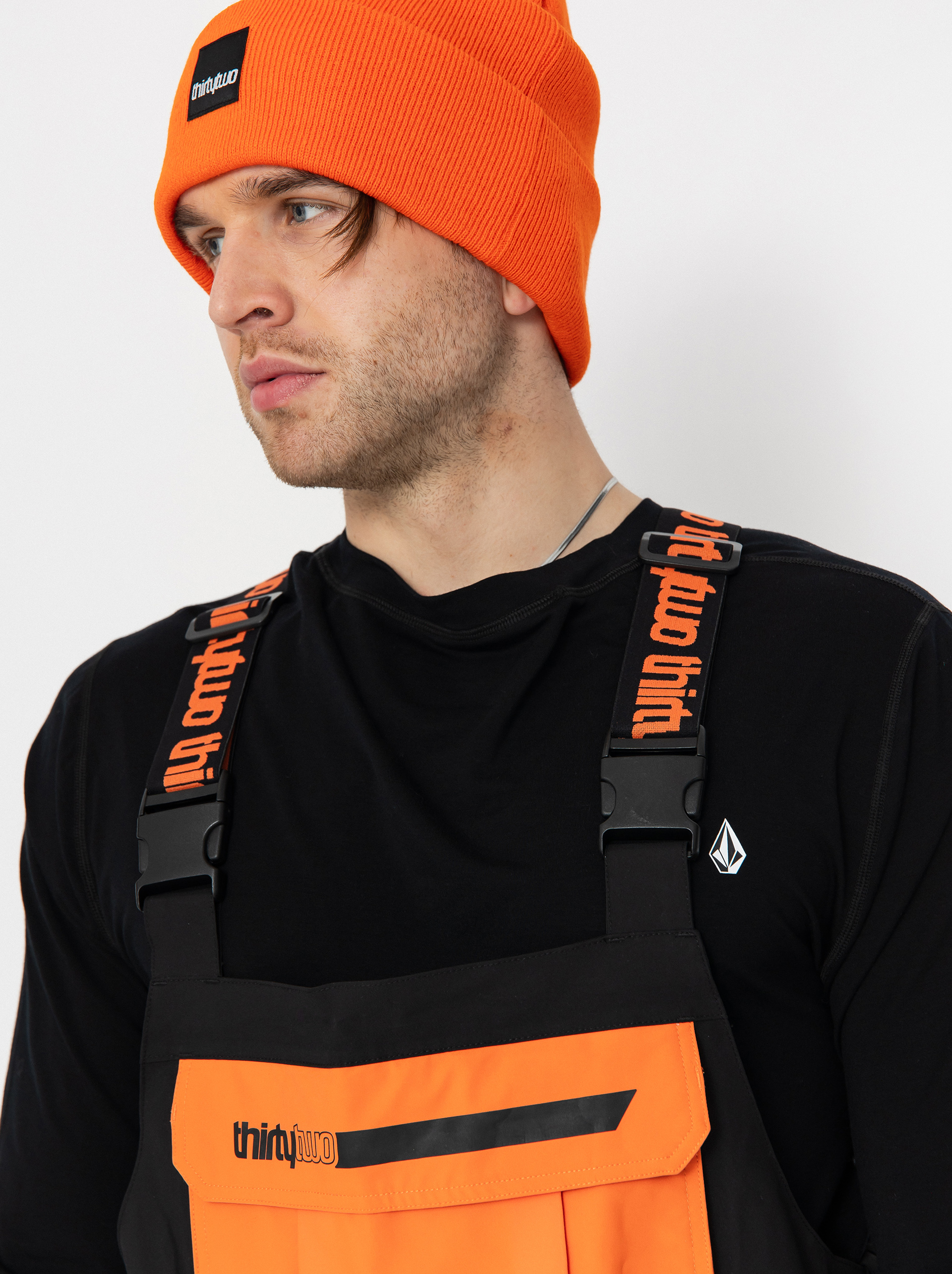 Pánske Snowboardové nohavice ThirtyTwo Basement Bib (black/orange)