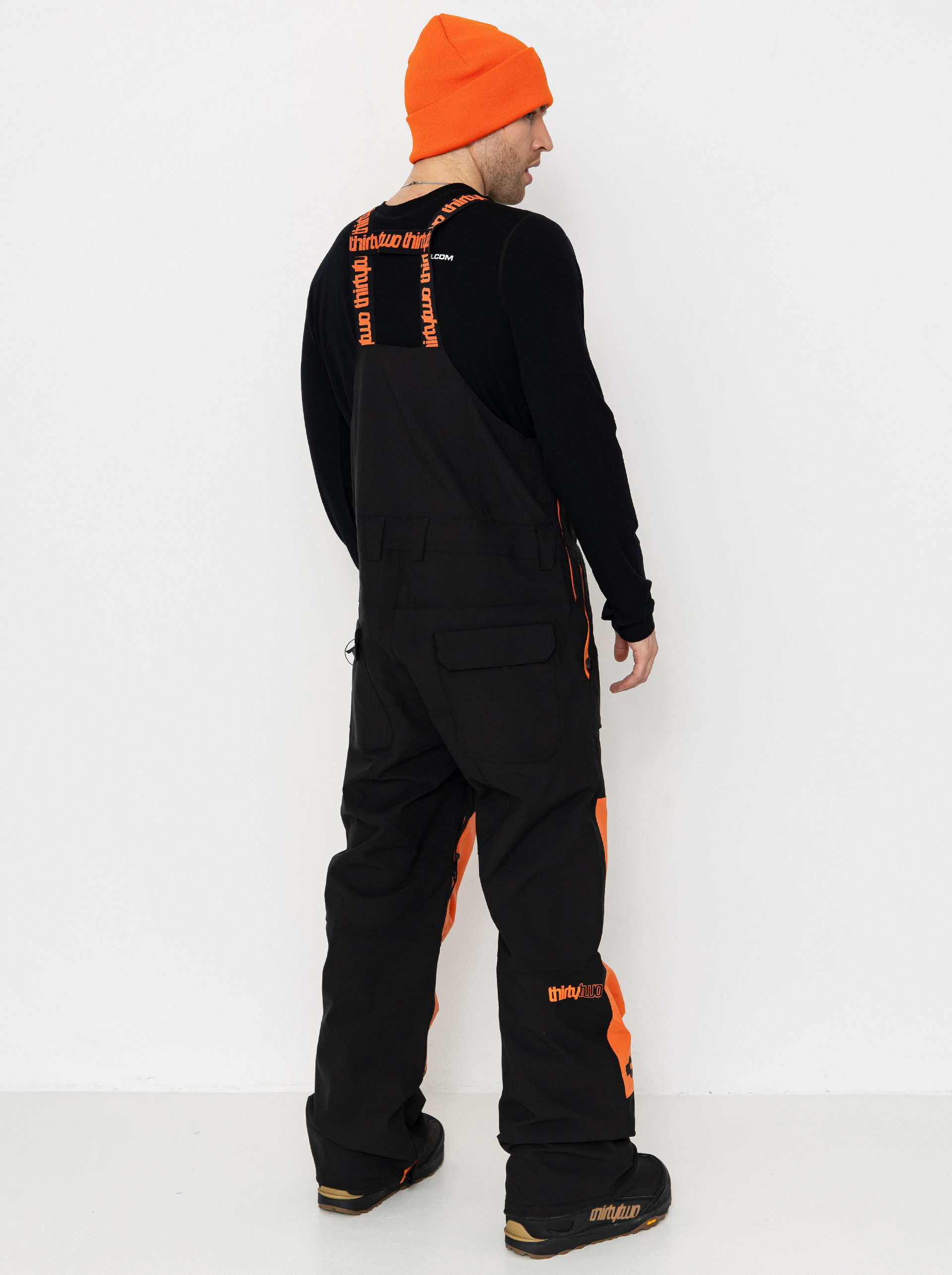 Pánske Snowboardové nohavice ThirtyTwo Basement Bib (black/orange)