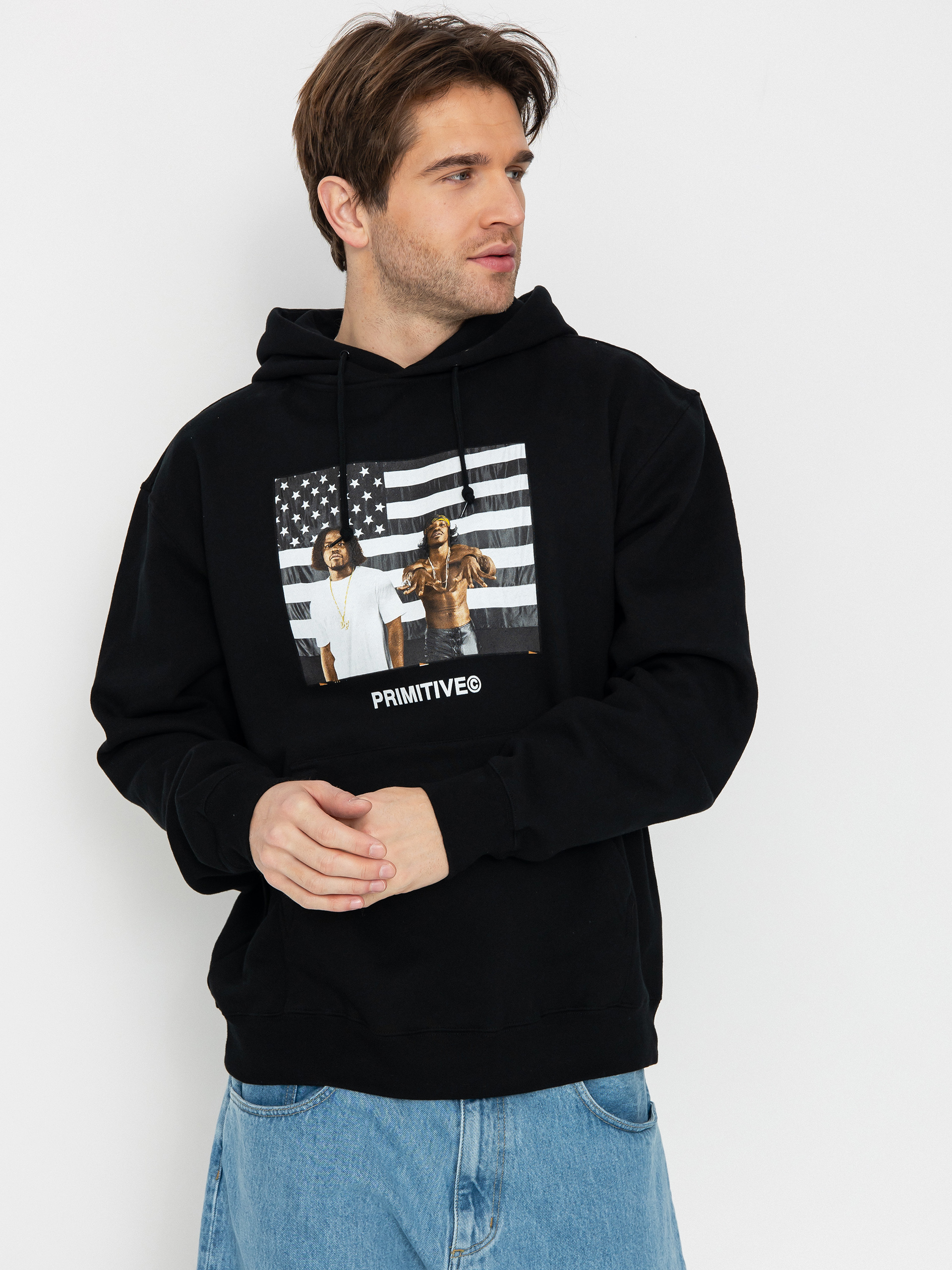 Mikina s kapucňou Primitive Stripes HD (black)