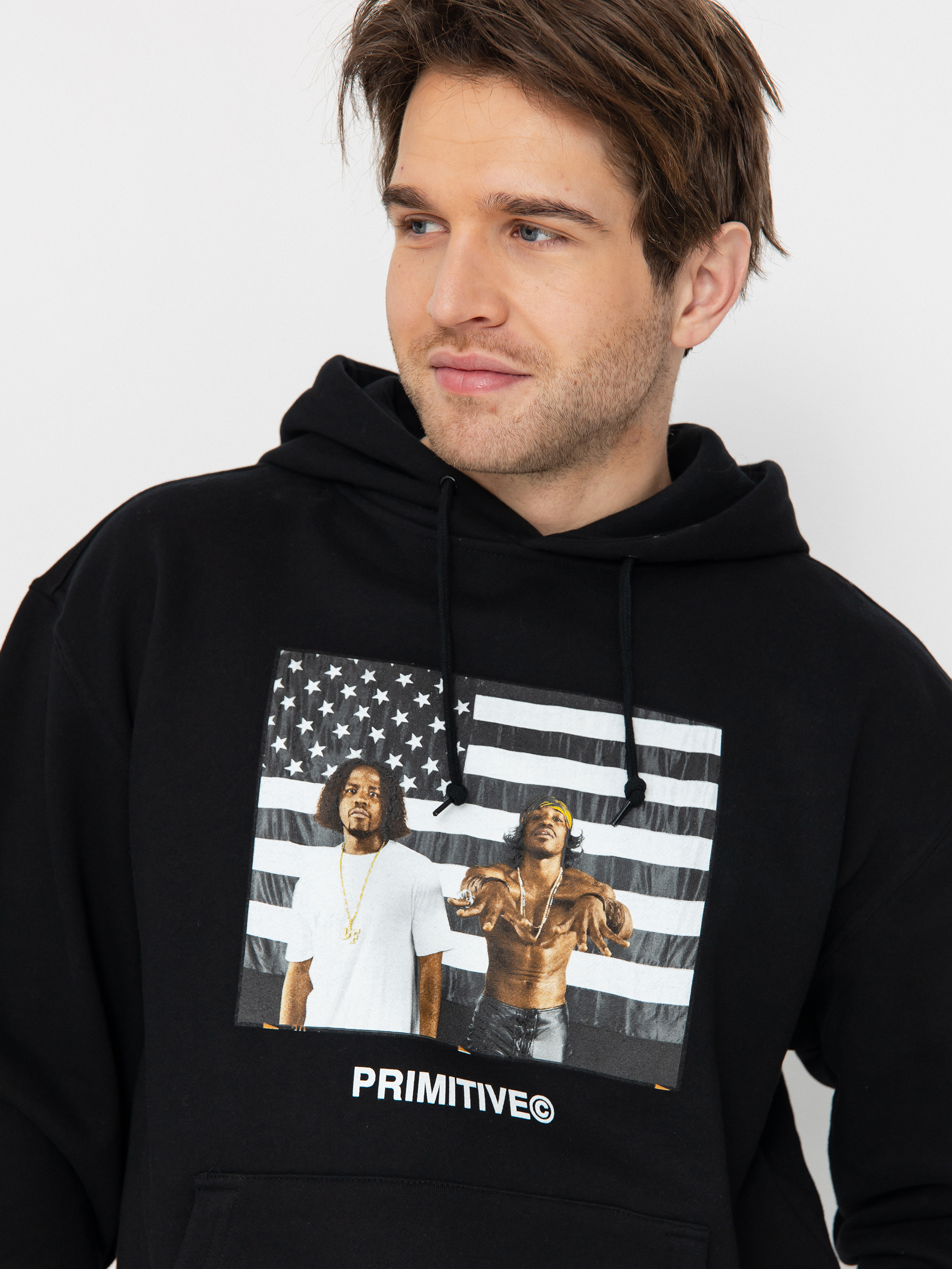 Mikina s kapucňou Primitive Stripes HD (black)