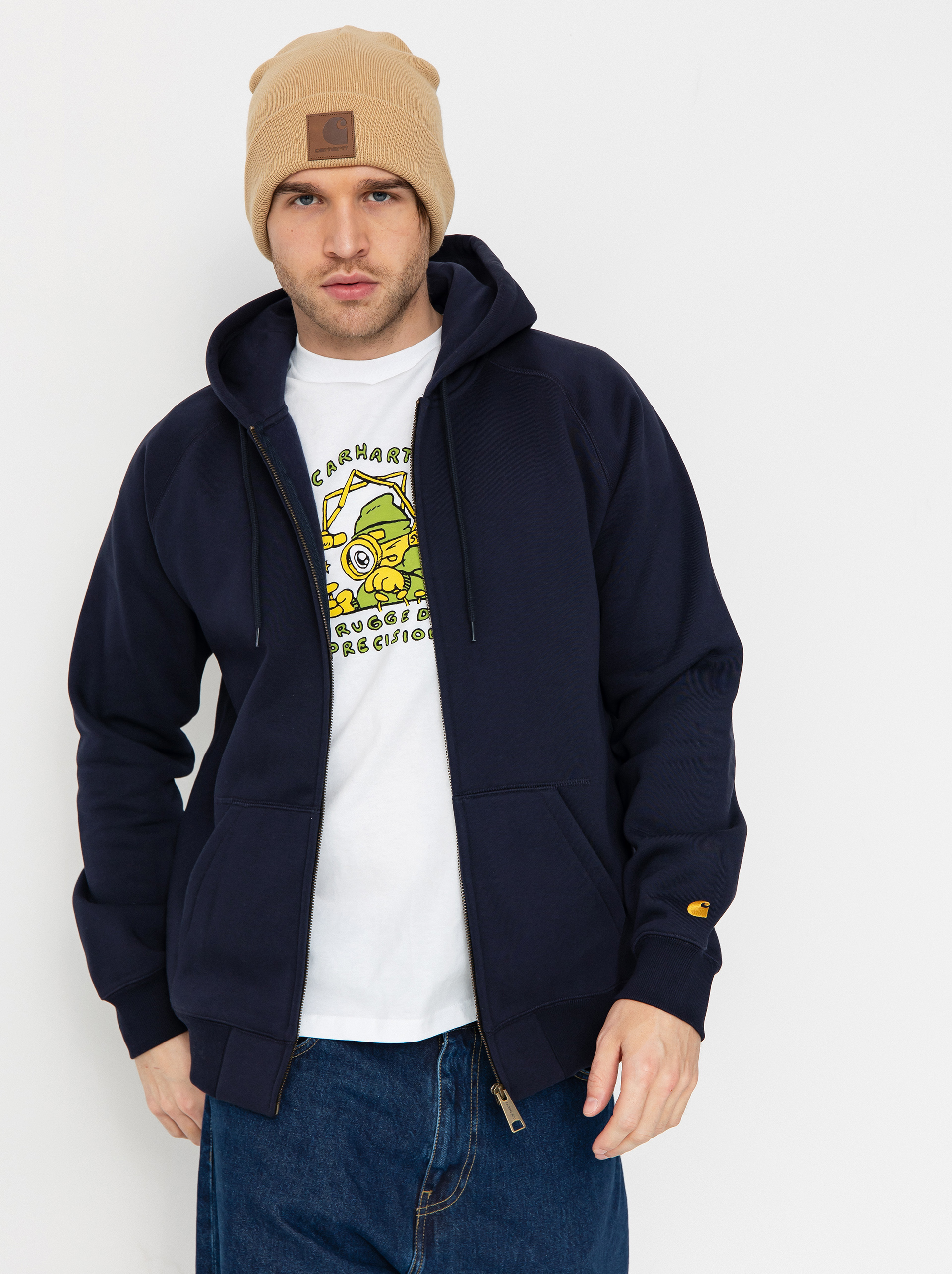 Mikina s kapucu0148ou Carhartt WIP Chase ZHD (dark navy/gold)