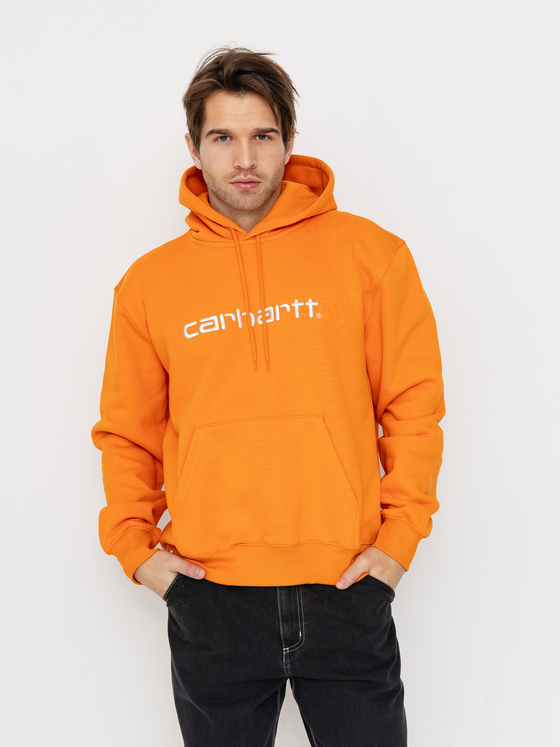 Mikina s kapucňou Carhartt WIP Carhartt HD (pumpkin/white)