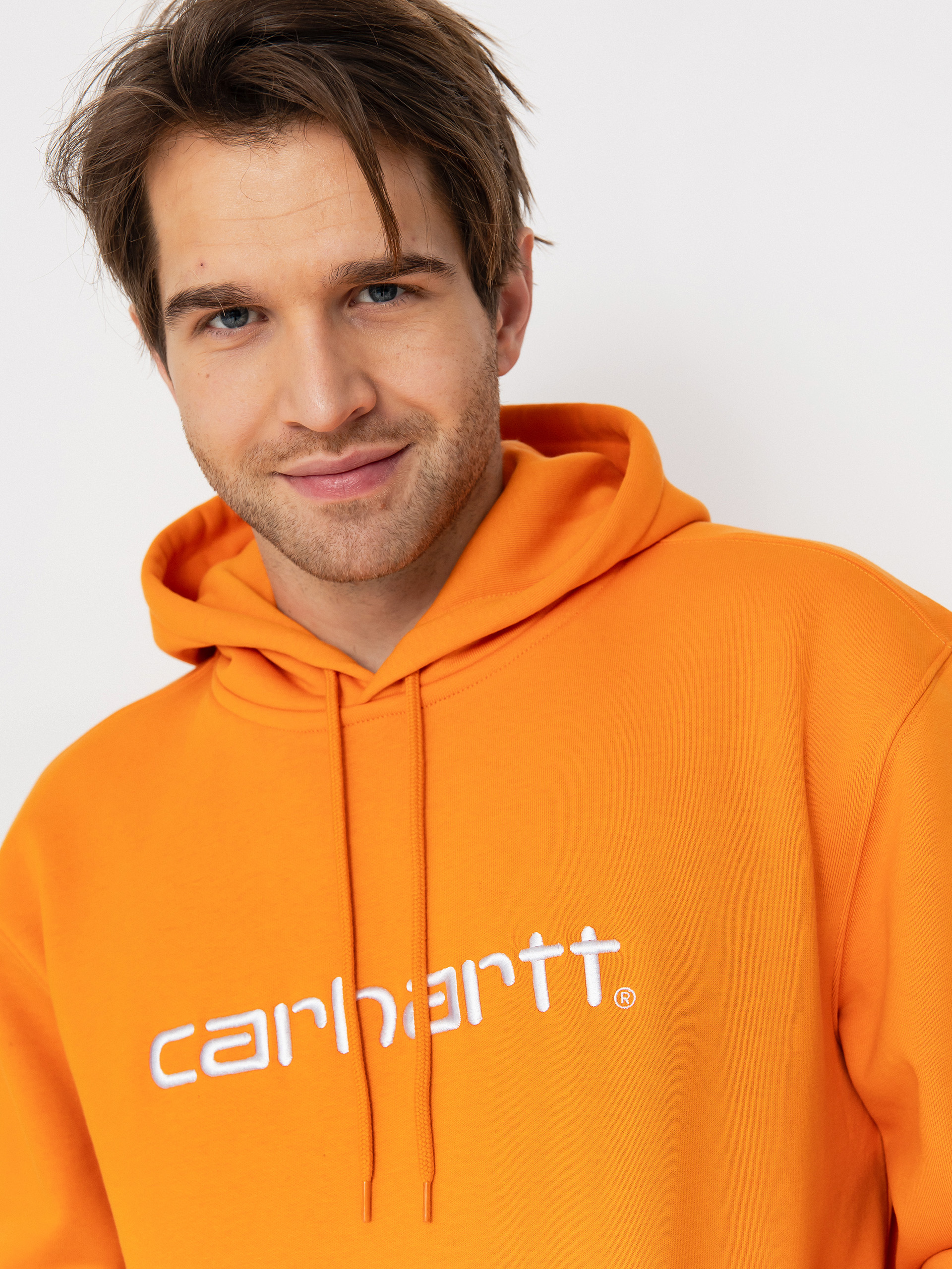 Mikina s kapucňou Carhartt WIP Carhartt HD (pumpkin/white)