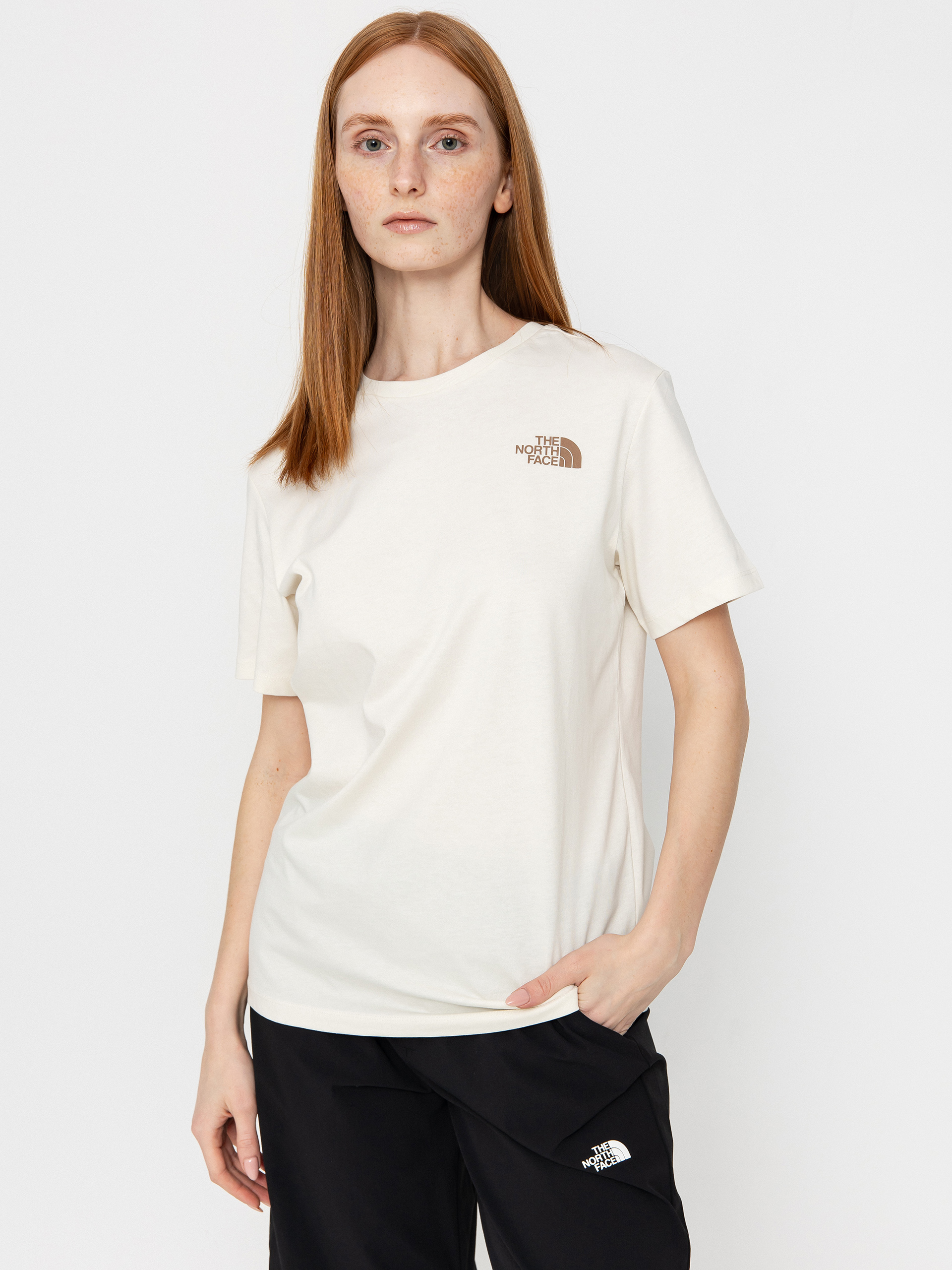 Tričko The North Face Box Nse Relaxed Wmn (white dune/latte)