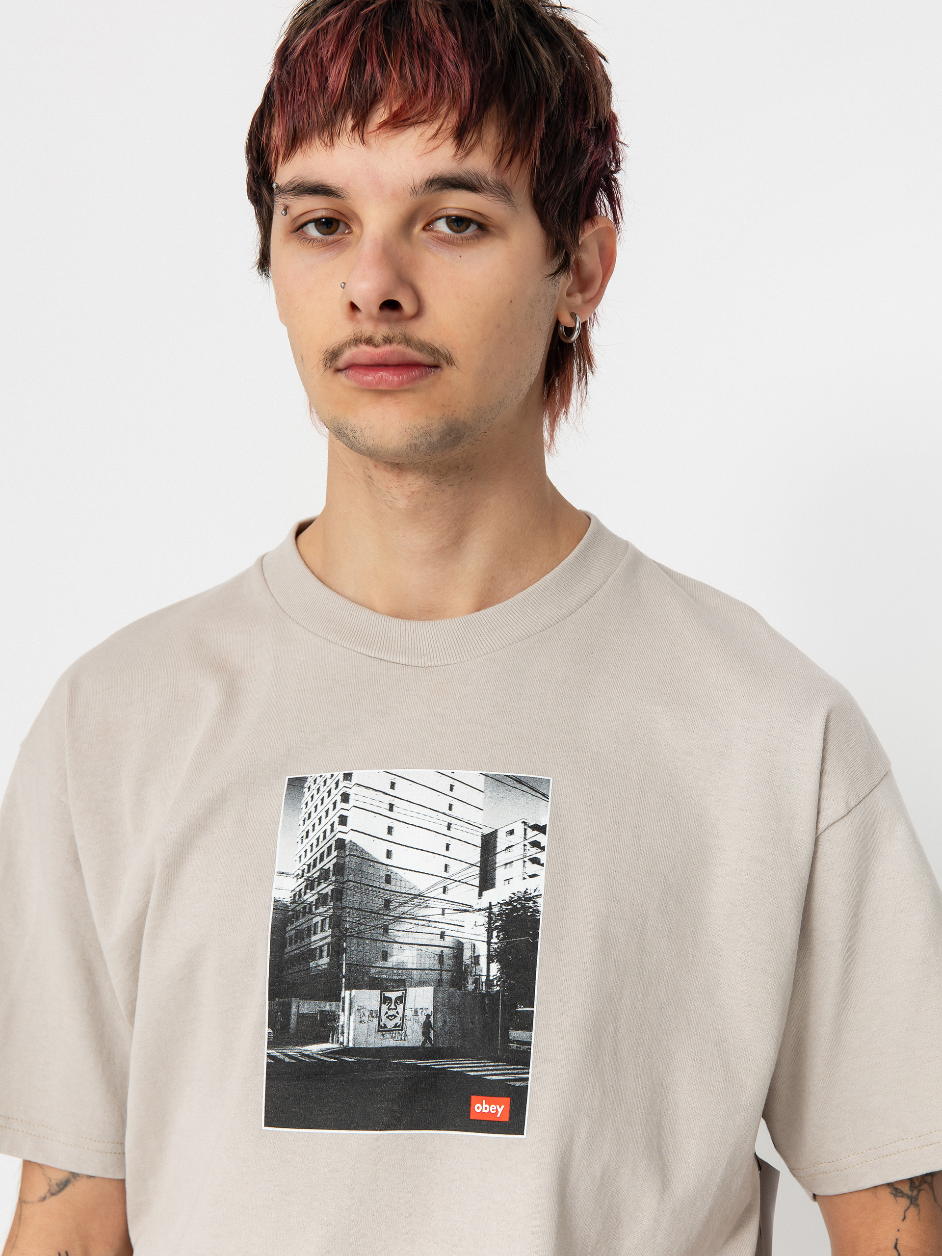 Tričko OBEY Osaka Photo (silver grey)