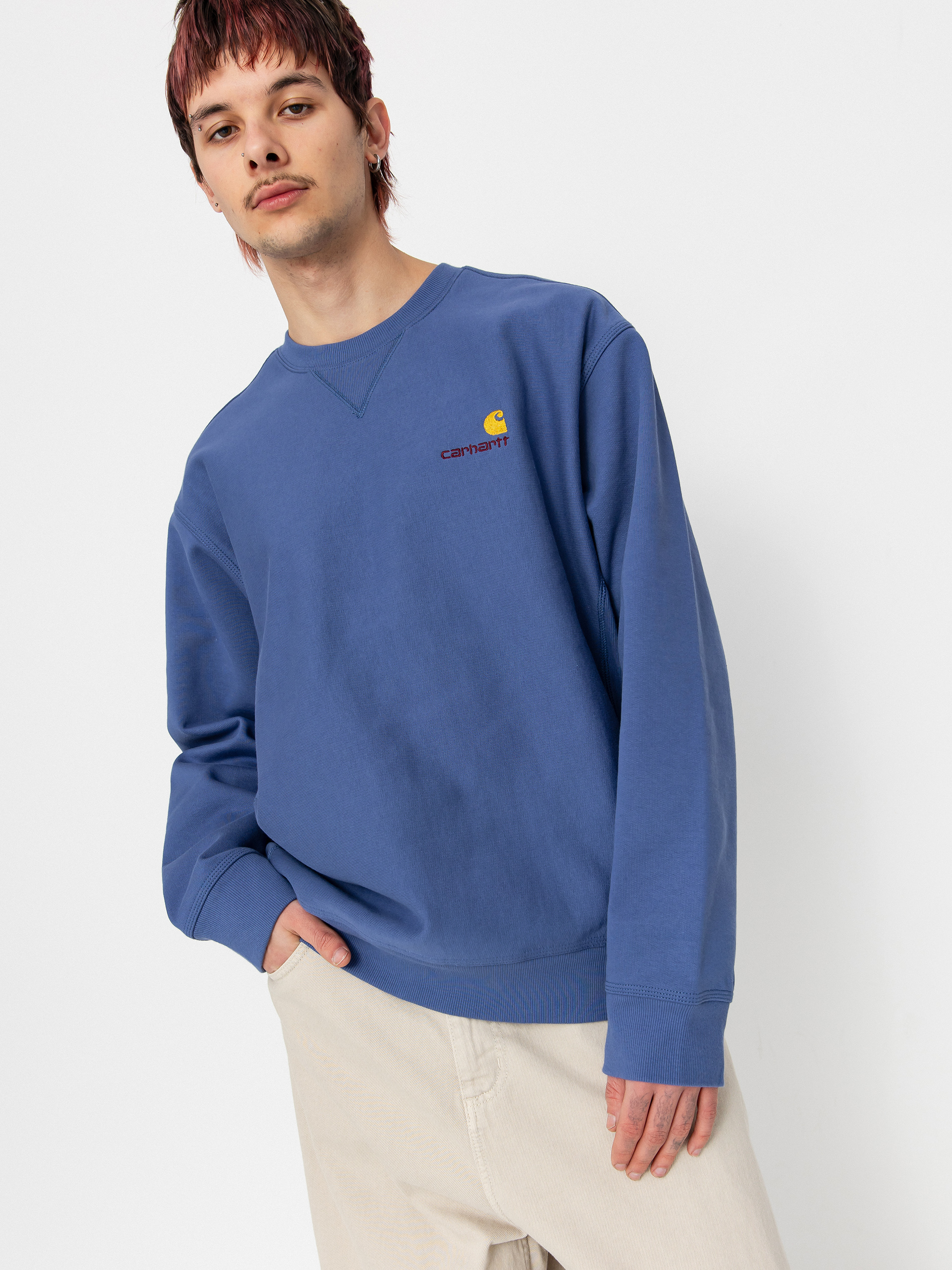 Mikina Carhartt WIP American Script (blue iris)